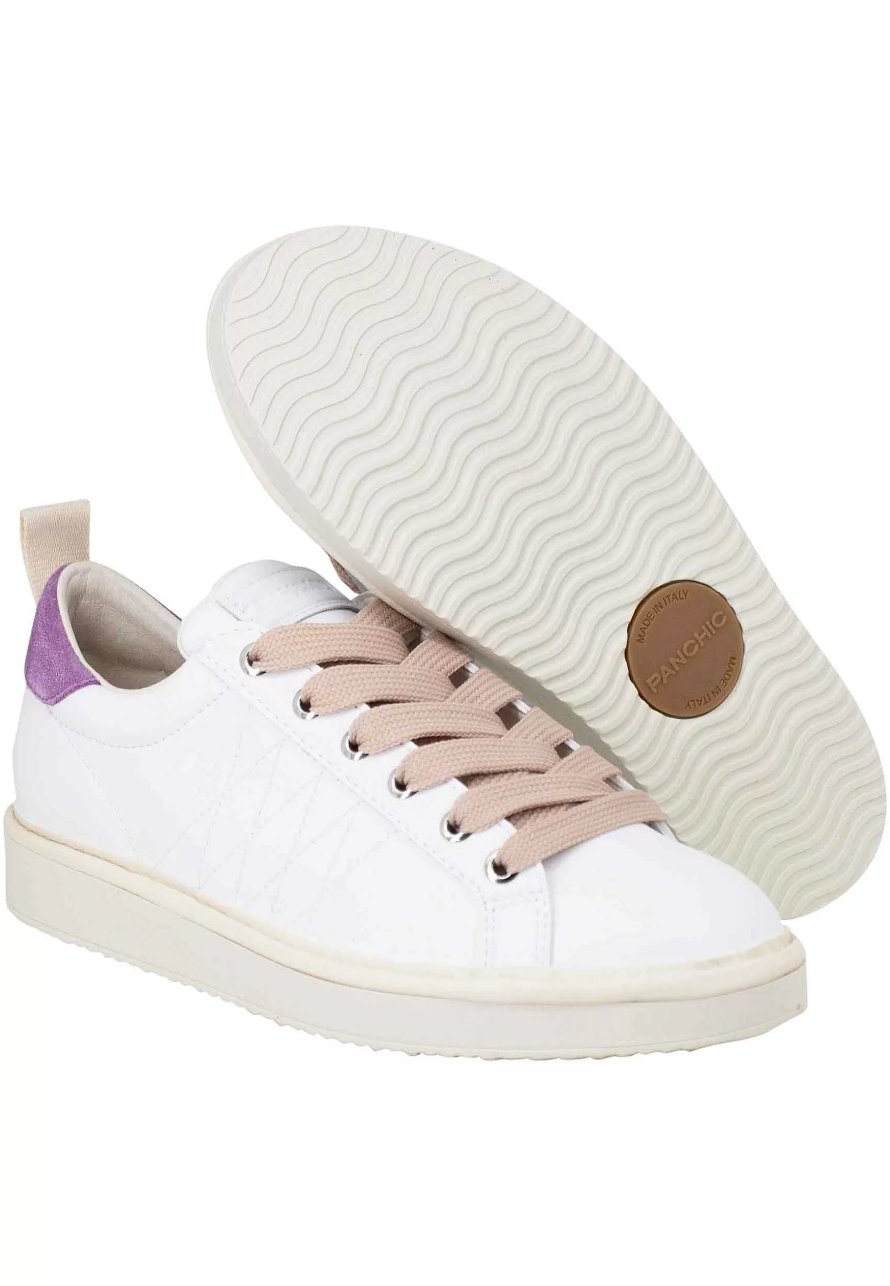 Sneakers Donna In Tessuto Bianco Con Riporti Rosa 00243008*Panchic New