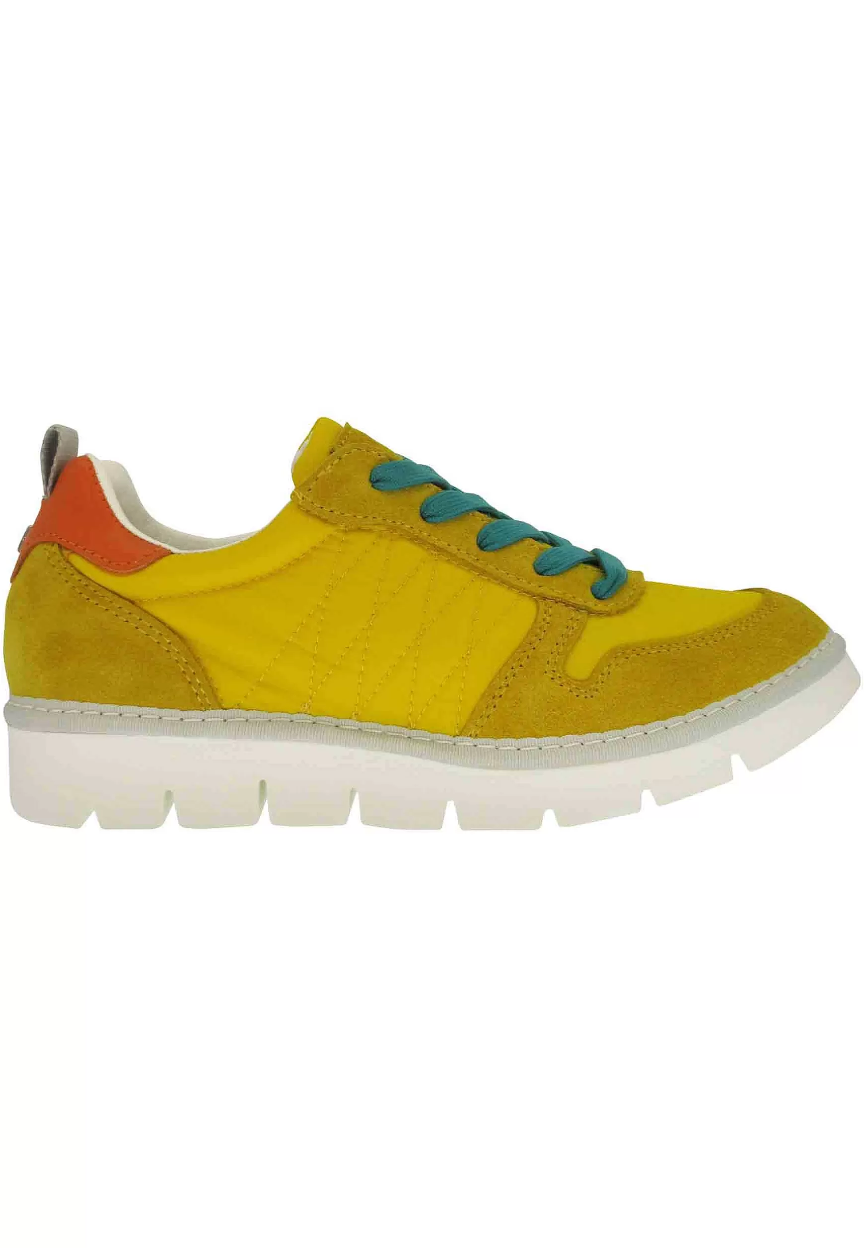 Sneakers Donna In Tessuto E Camoscio Giallo Con Suola Zeppa*Panchic Clearance