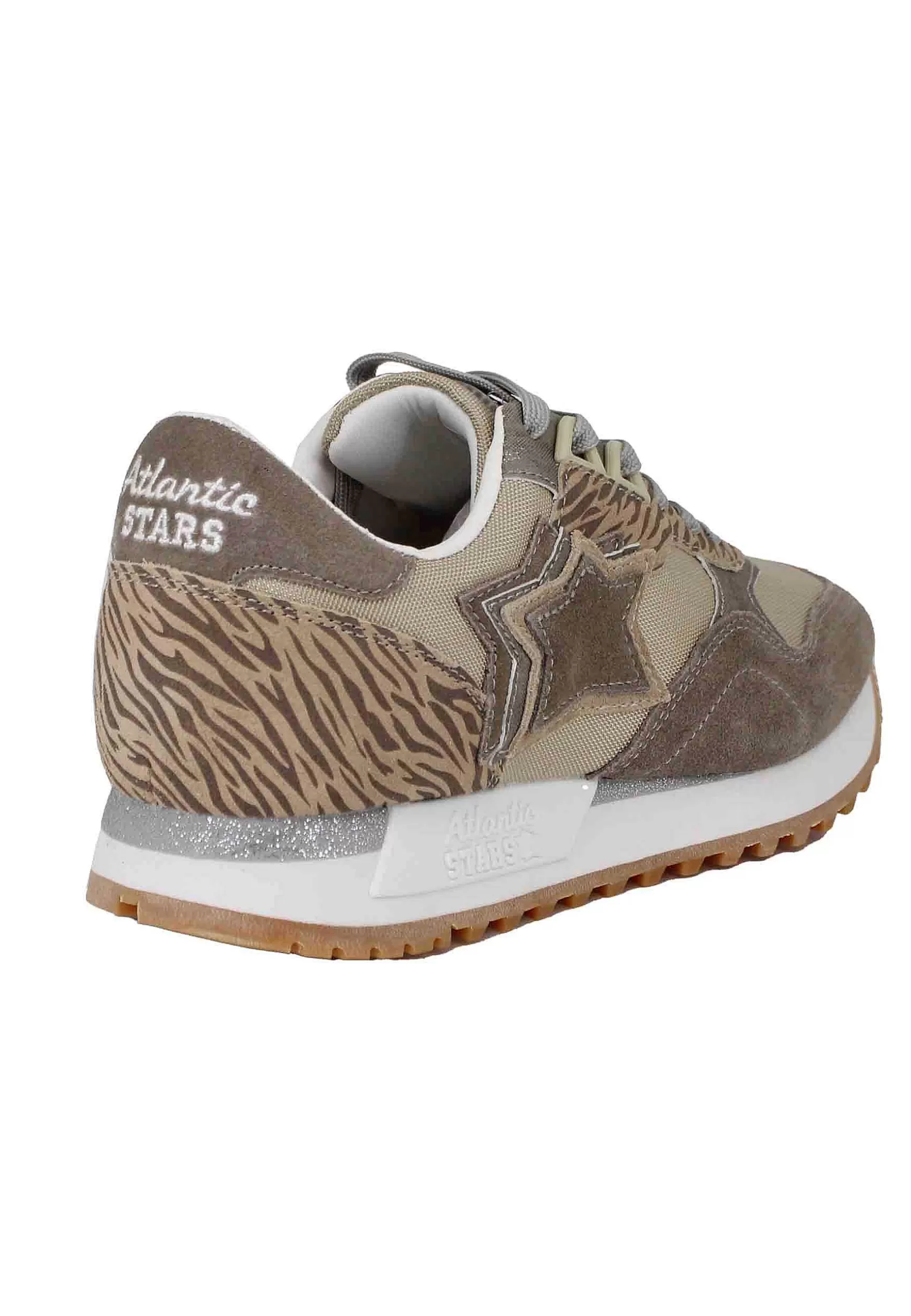 Sneakers Ghalac Donna In Pelle Beige E Tessuto Animalier Con Stelle In Tinta*Atlantic Star Online