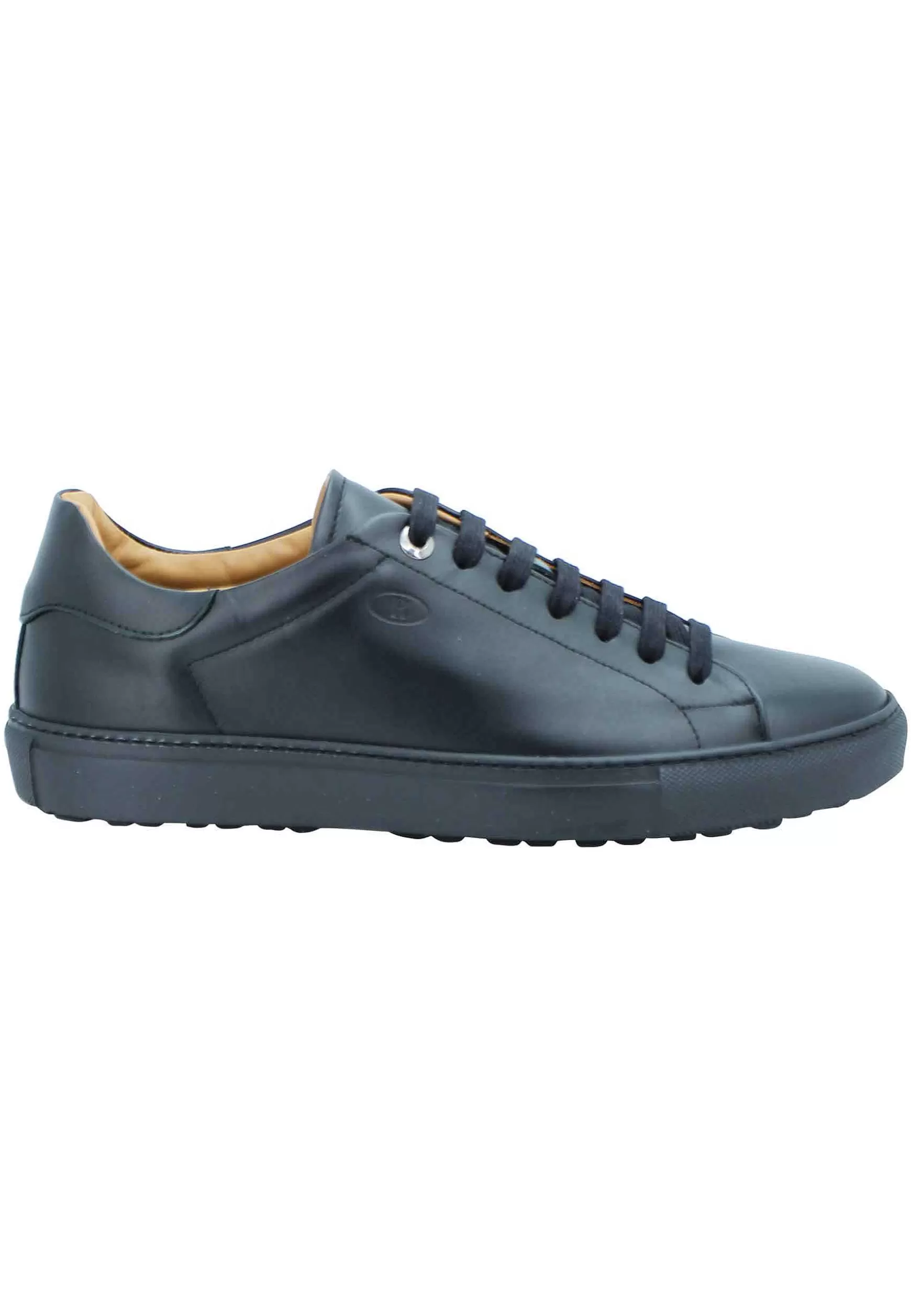 Sneakers Stringate Uomo In Pelle Nera Con Suola Nera*Rogal Hot