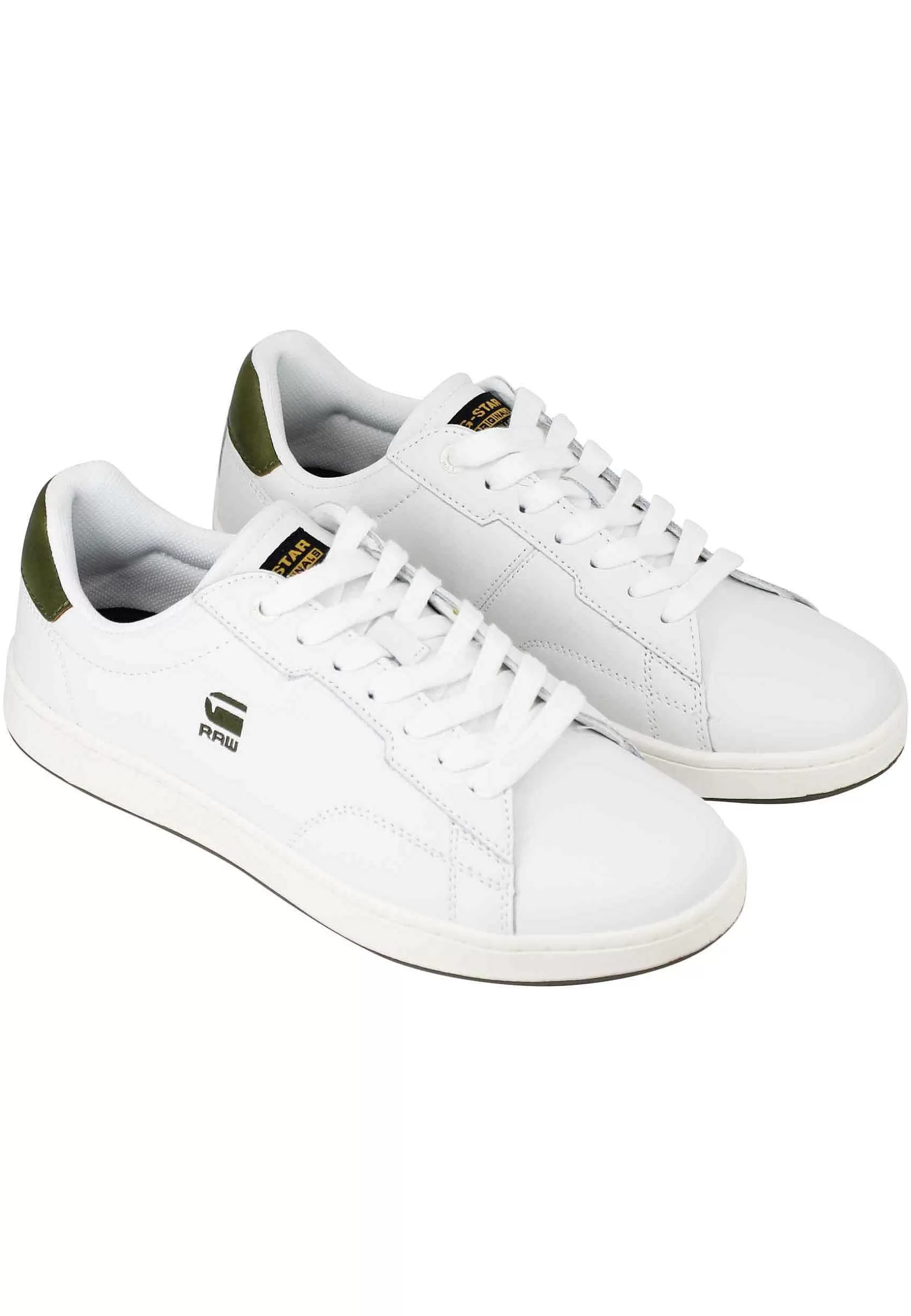 Sneakers Uomo Cadet In Pelle Bianca Con Riporti In Pelle Verde*G-Star Raw Best Sale