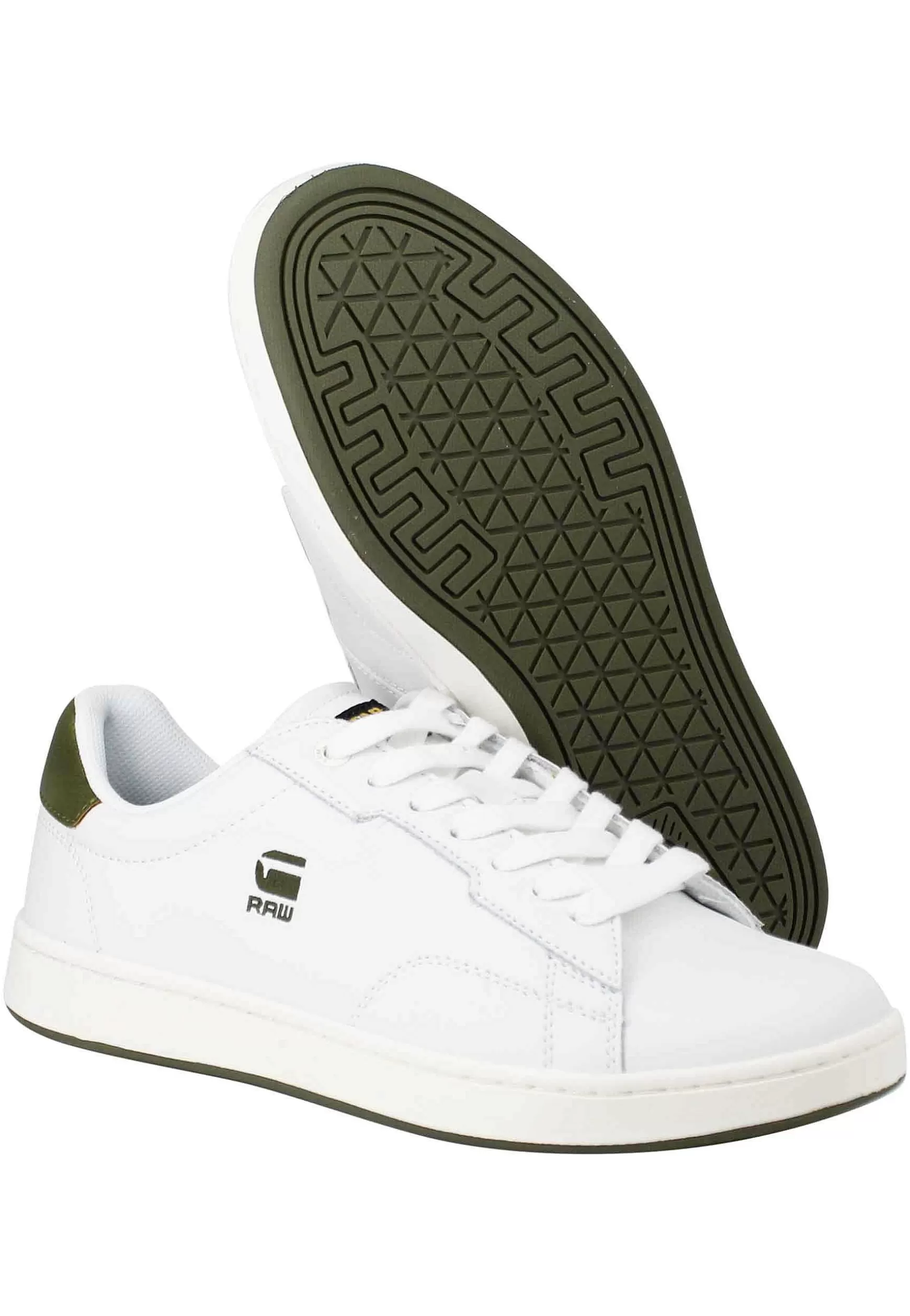 Sneakers Uomo Cadet In Pelle Bianca Con Riporti In Pelle Verde*G-Star Raw Best Sale