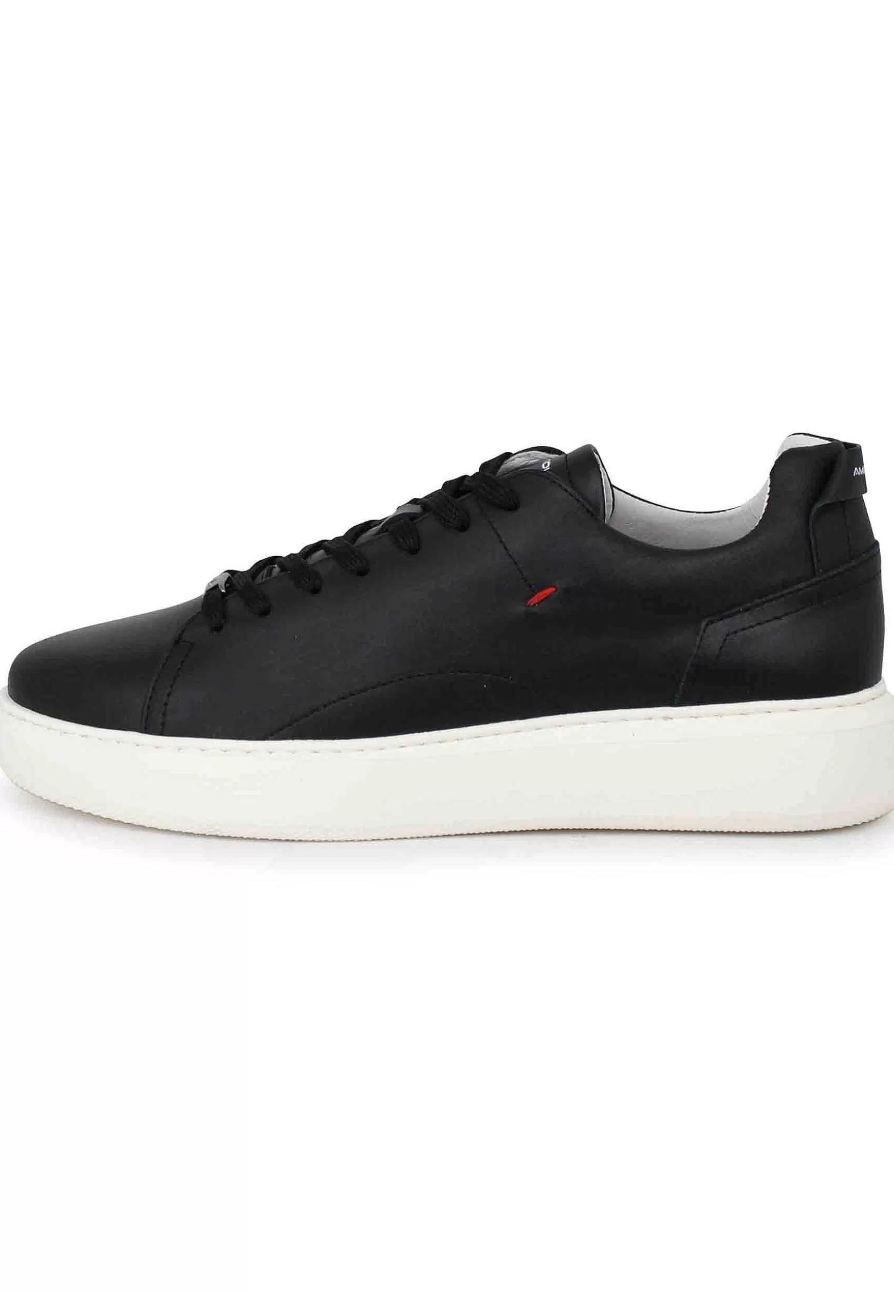Sneakers Uomo Eclipse In Pelle Nera Con Suola Alta In Gomma*Ambitious Shop