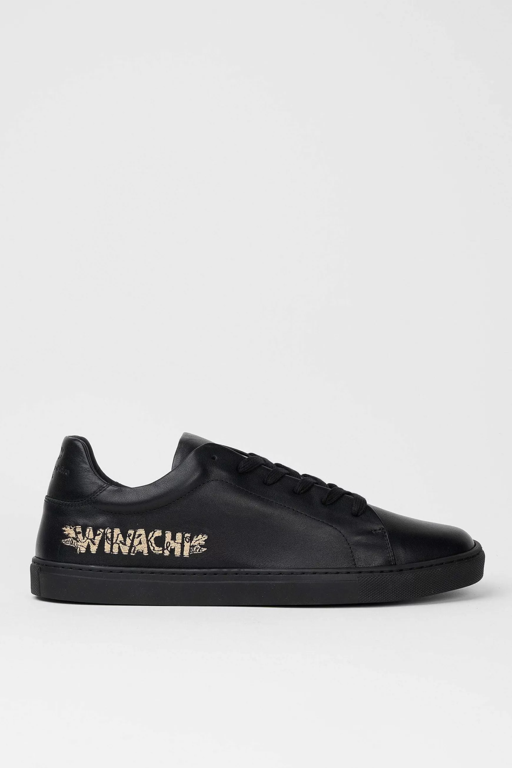 Sneakers Uomo Foro Italico Winachi In Pelle Nera Con Ricamo Oro*Pantofola d Cheap