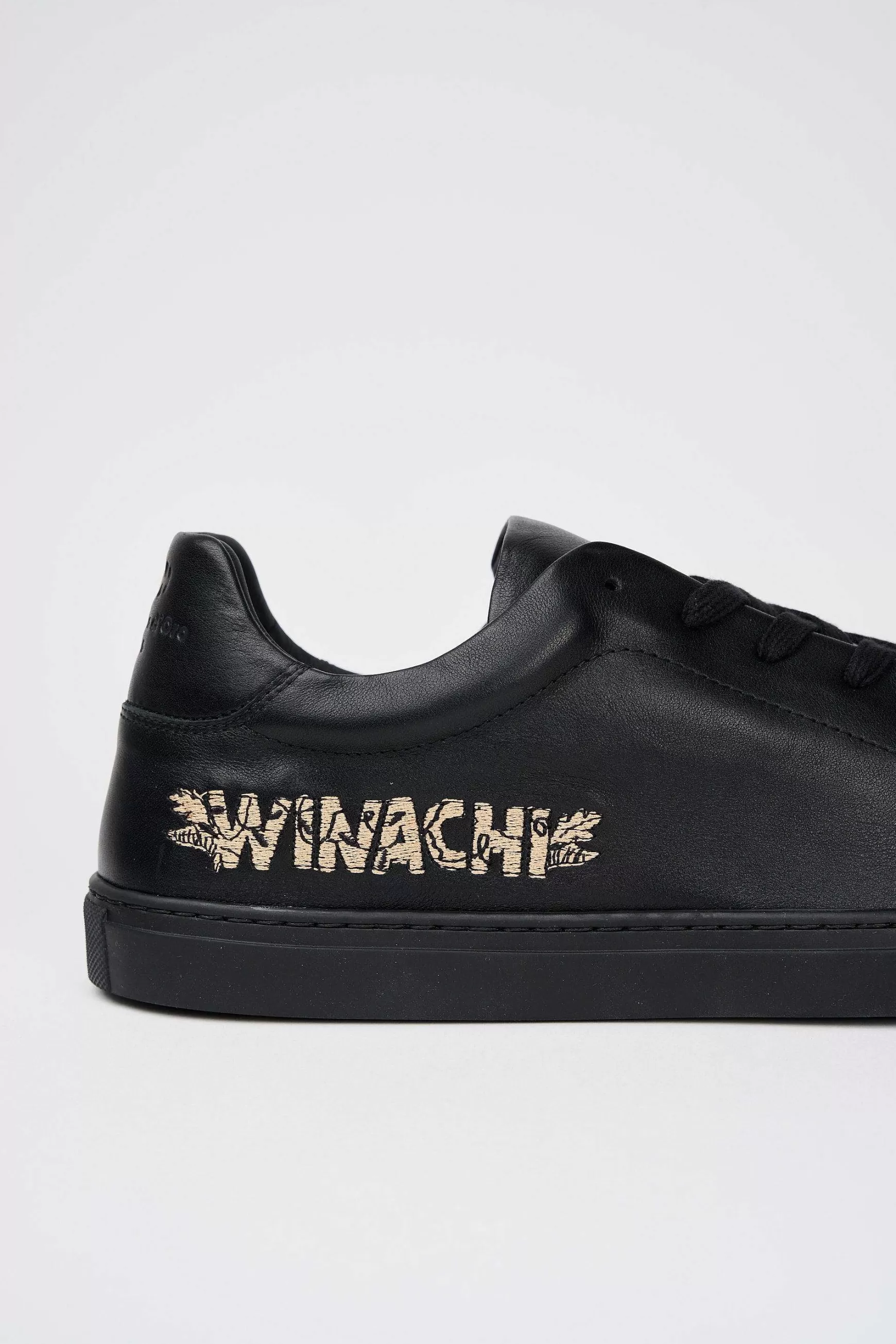 Sneakers Uomo Foro Italico Winachi In Pelle Nera Con Ricamo Oro*Pantofola d Cheap