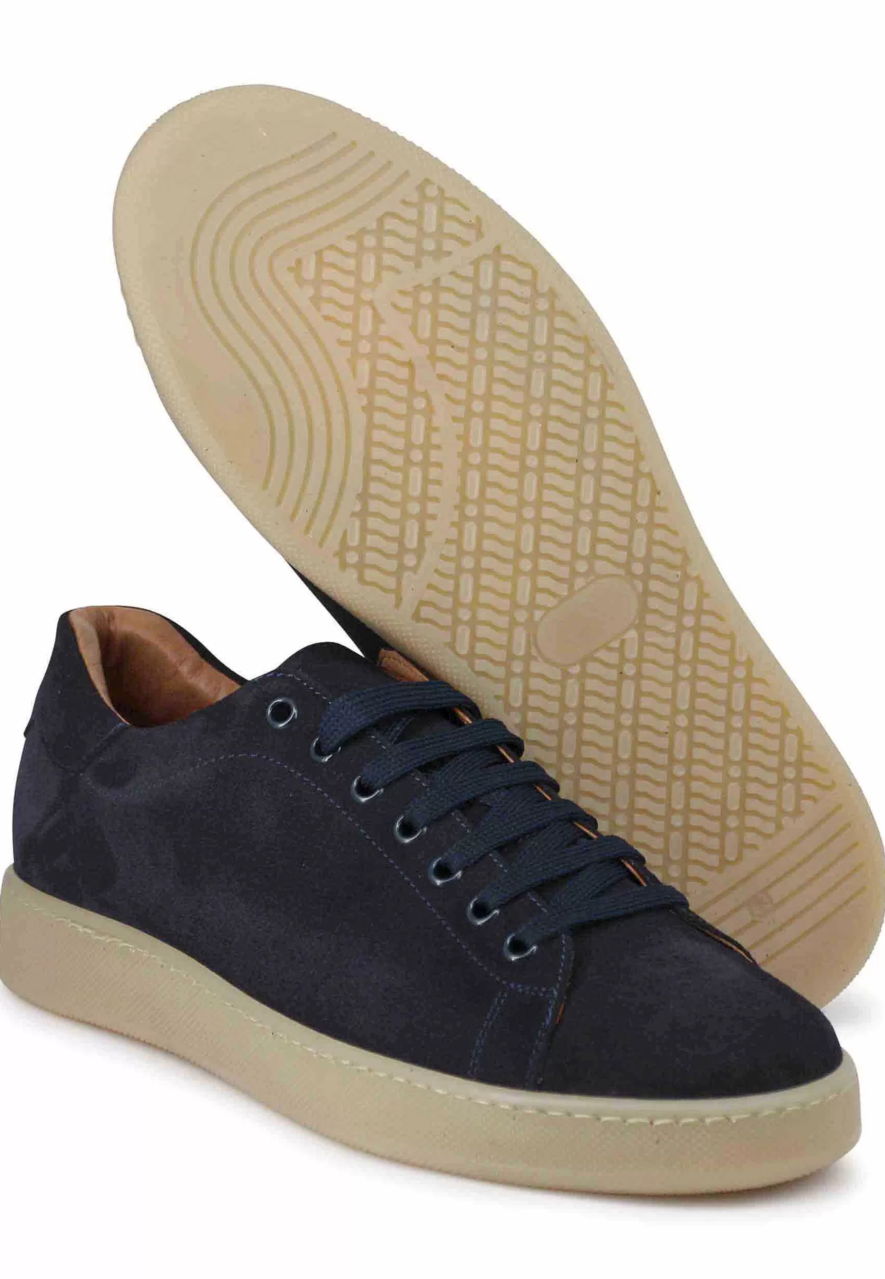 Sneakers Uomo In Camoscio Blu Con Fondo Gomma** Cheap