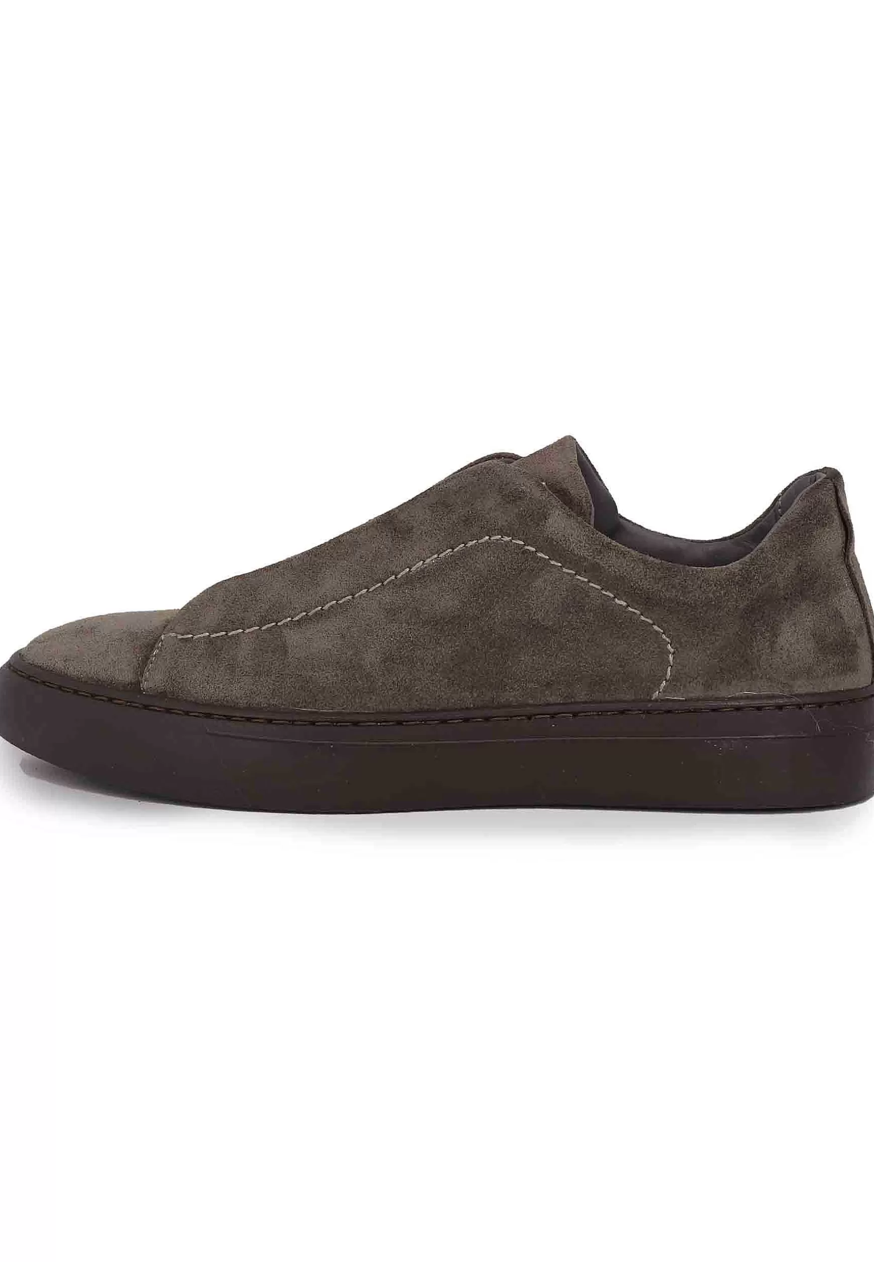 Sneakers Uomo In Camoscio Grigio Con Elastici** Online