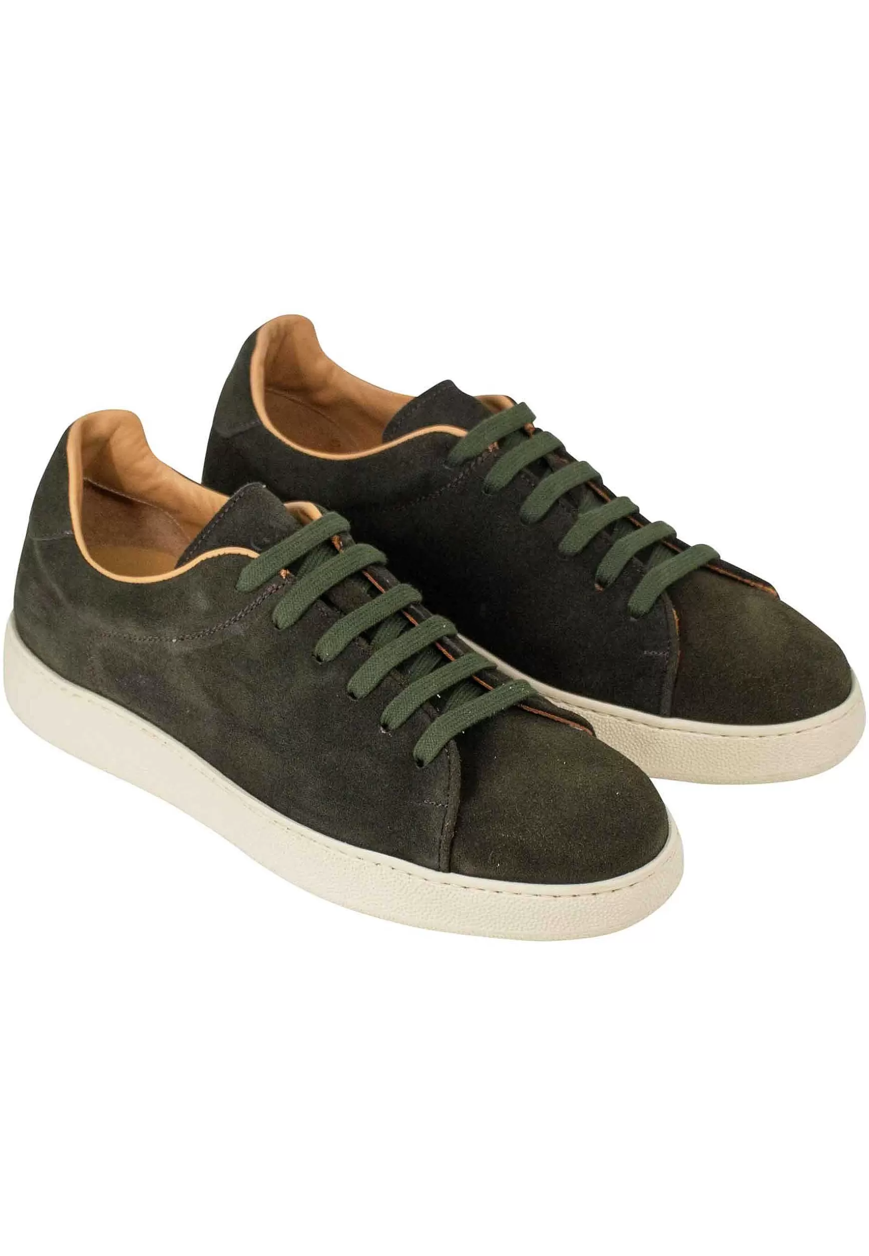 Sneakers Uomo In Camoscio Ingrassato Verde E Suola Ultra Leggera*Rogal Cheap
