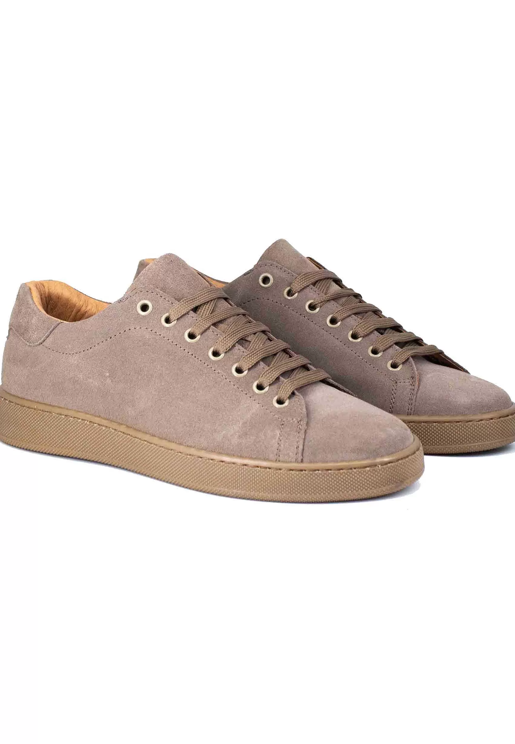 Sneakers Uomo In Camoscio Taupe Con Fondo Gomma** Sale