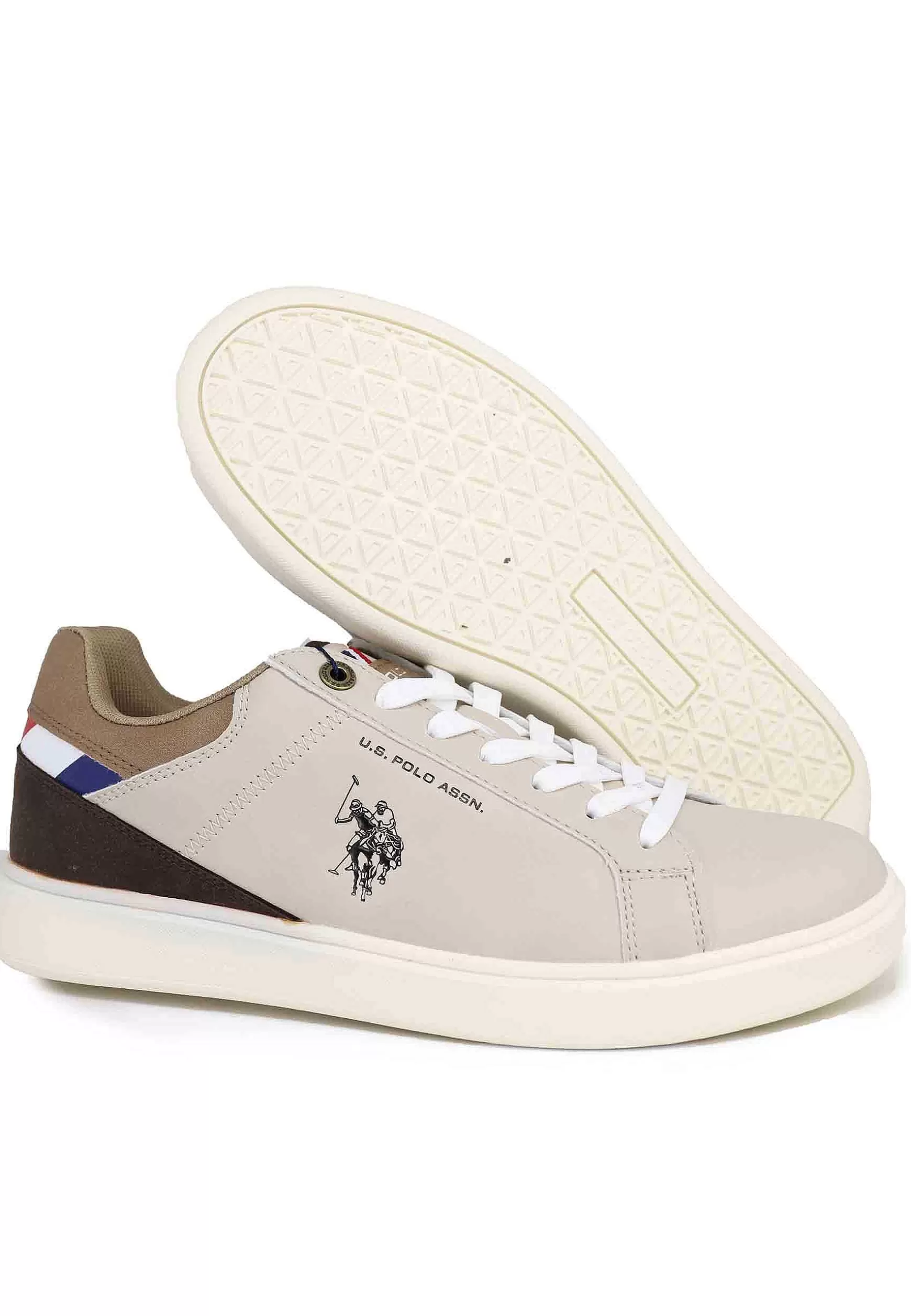 Sneakers Uomo In Eco Pelle Taupe*U.S. Polo Assn Cheap