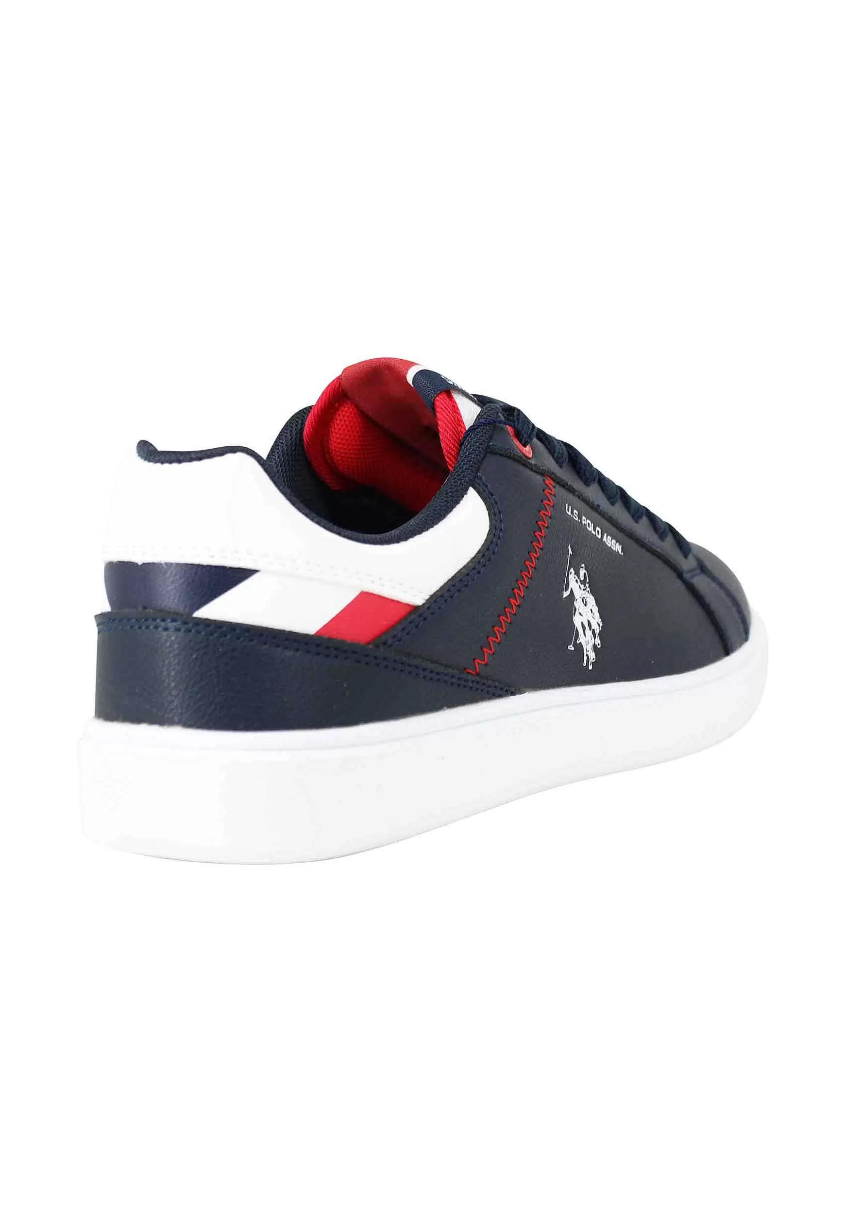 Sneakers Uomo In Ecopelle Blu Con Cuciture In Contrasto*U.S. Polo Assn Cheap