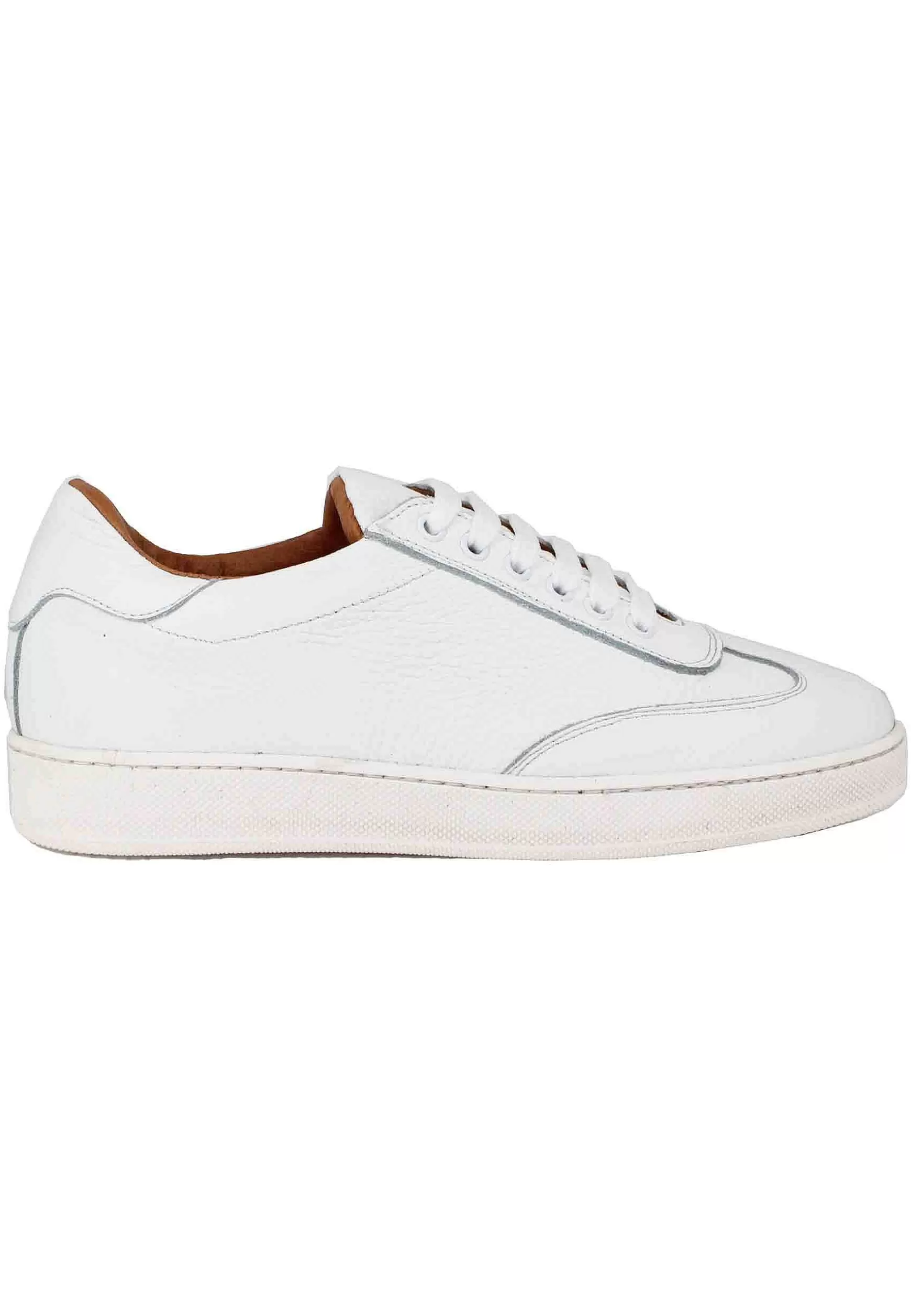 Sneakers Uomo In Pelle Bianca Con Fondo In Gomma** Discount