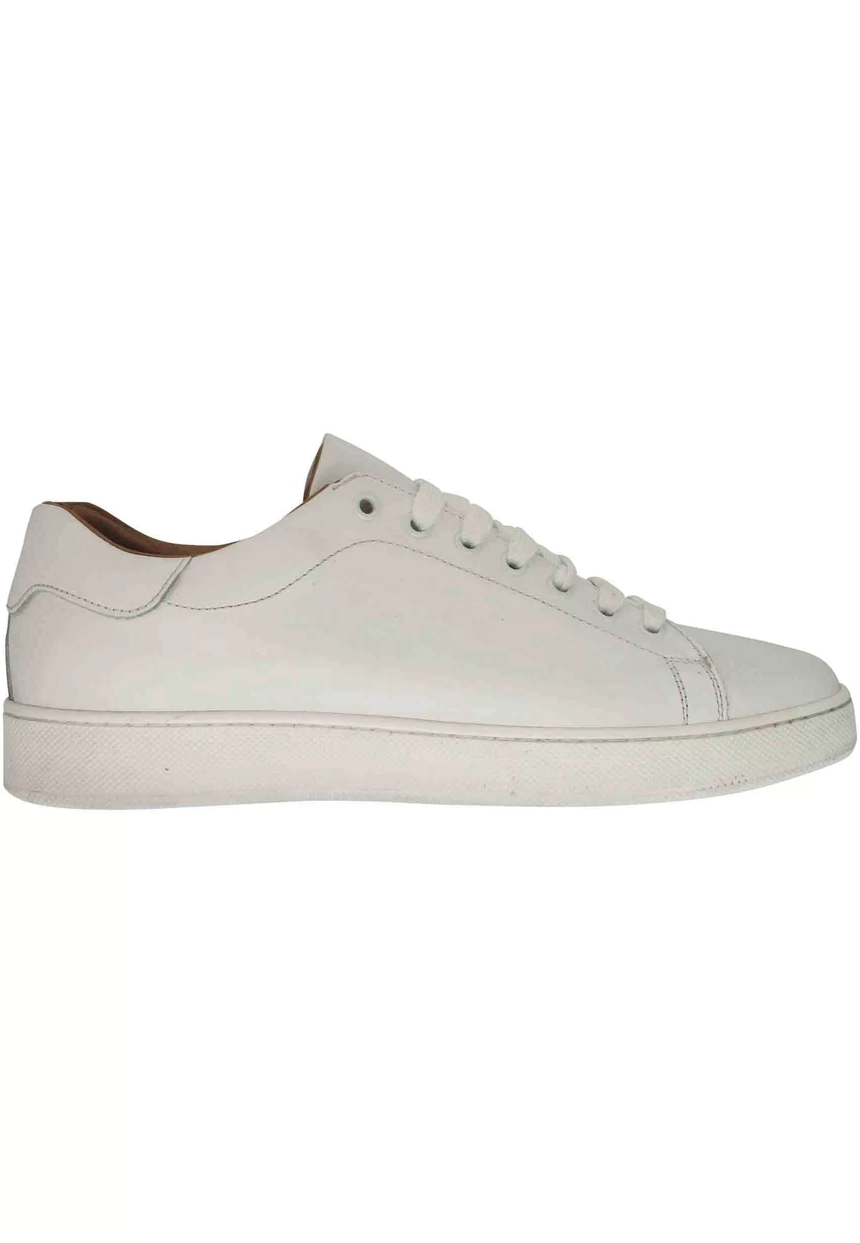 Sneakers Uomo In Pelle Bianca Con Fondo In Gomma** Online