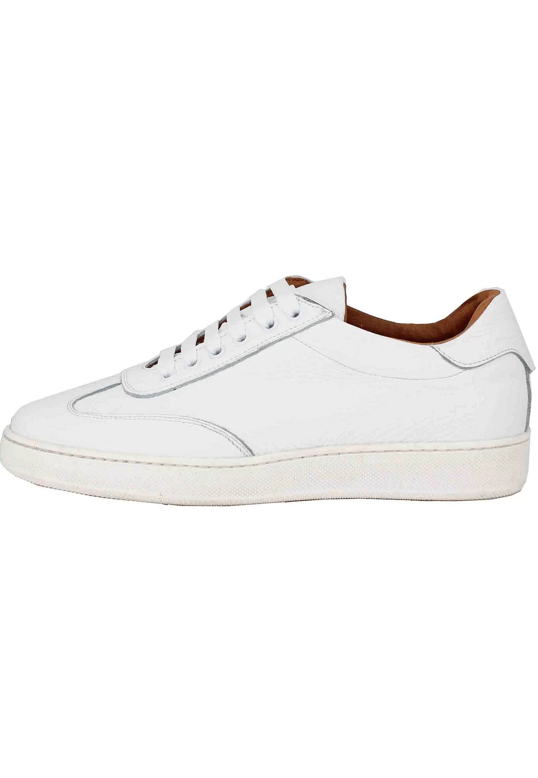 Sneakers Uomo In Pelle Bianca Con Fondo In Gomma** Discount