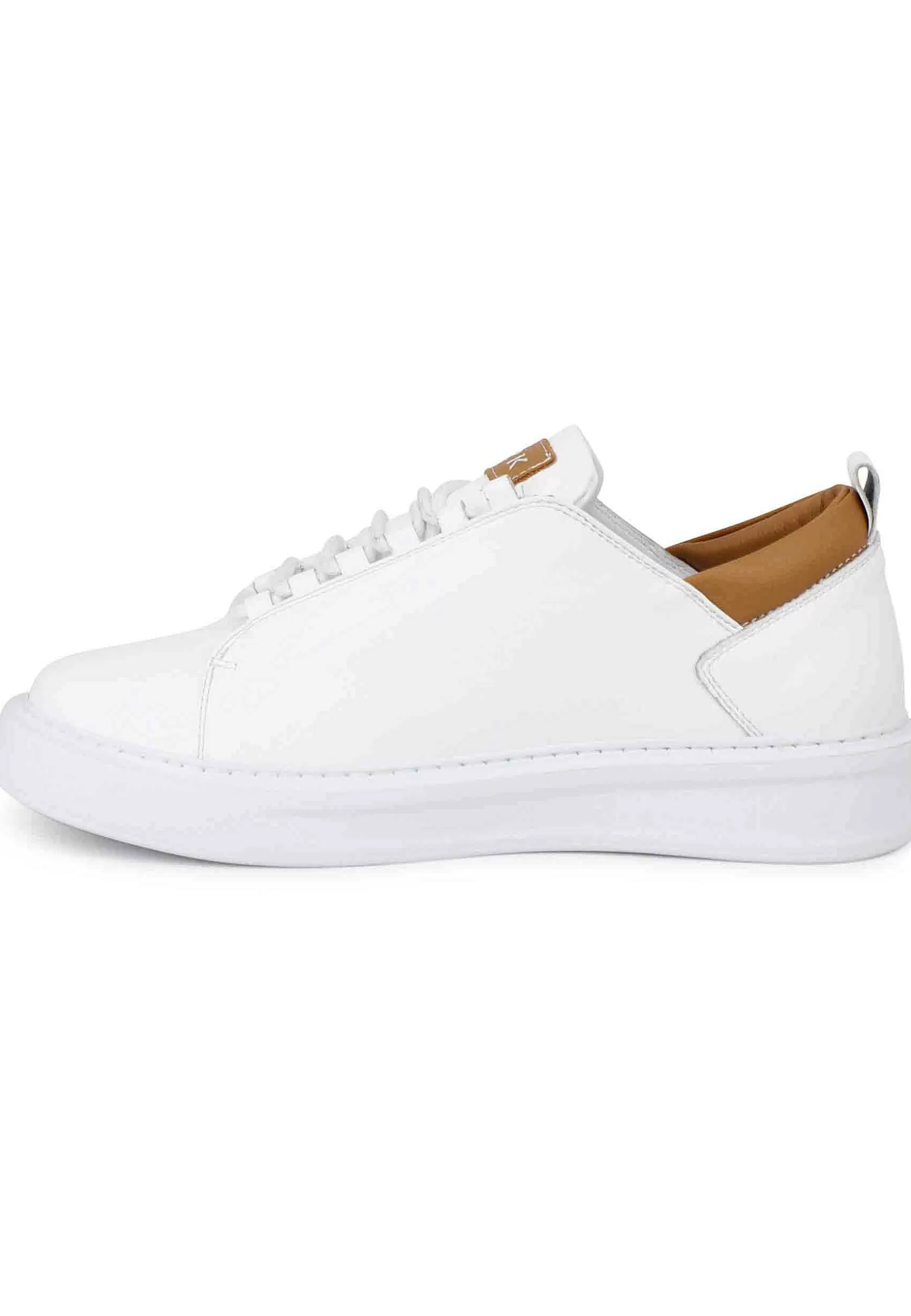 Sneakers Uomo In Pelle Bianca Con Suola Alta** Fashion