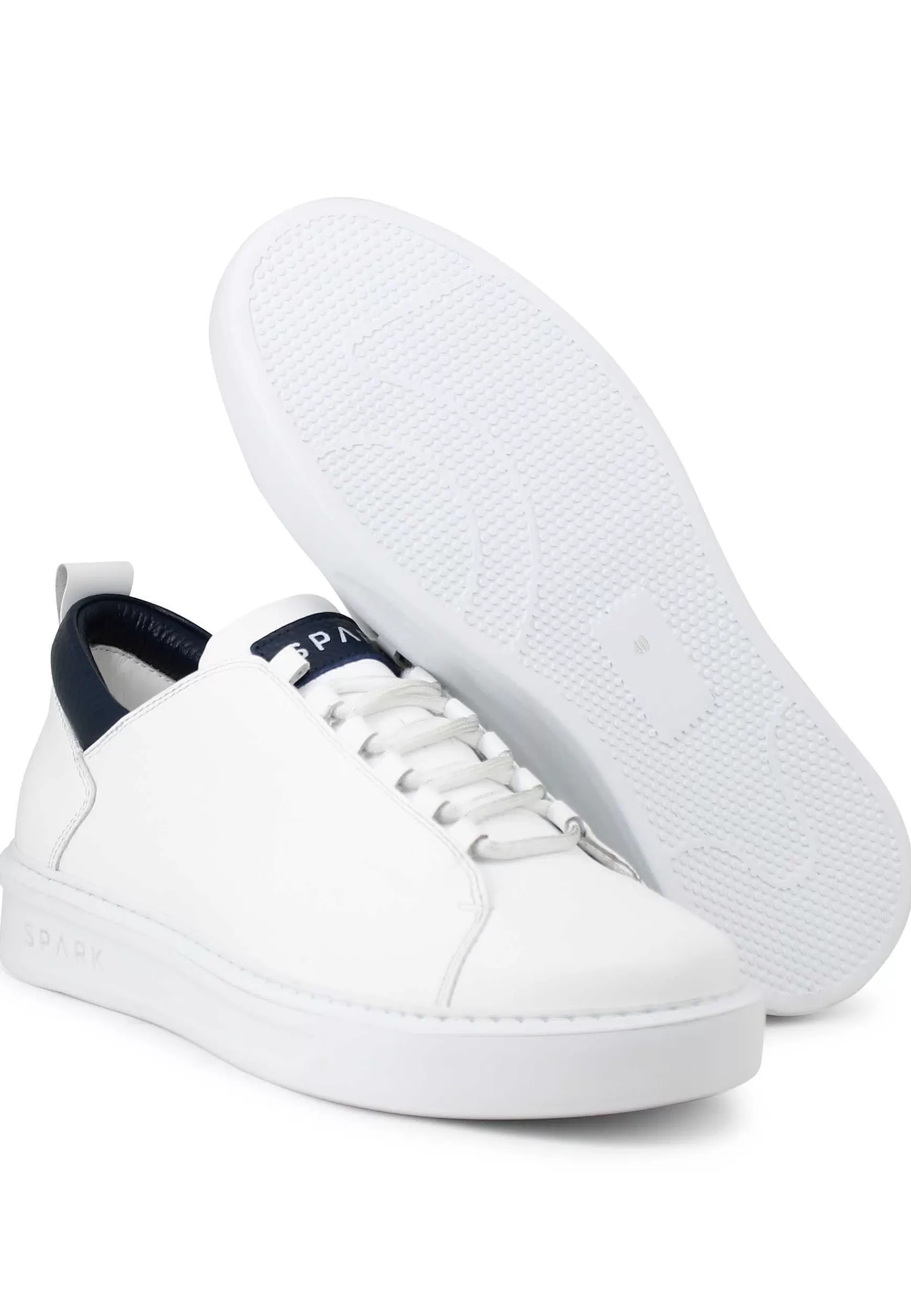 Sneakers Uomo In Pelle Bianca Con Suola Alta** New