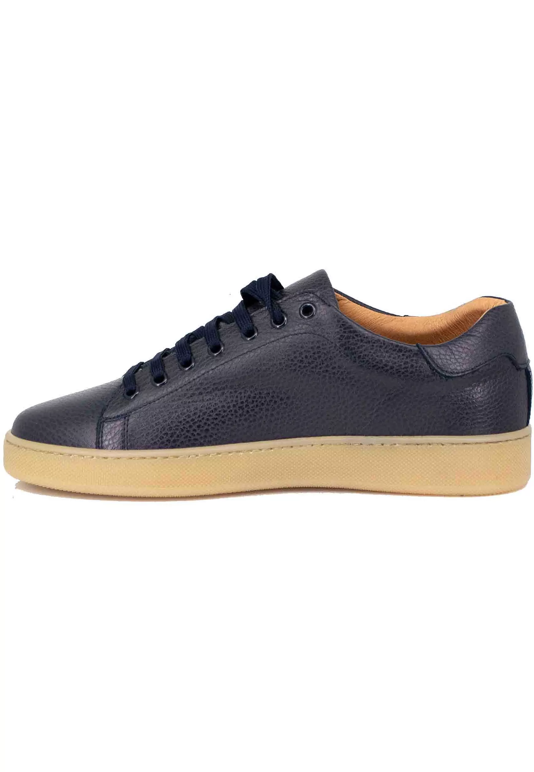 Sneakers Uomo In Pelle Blu Con Fondo Gomma** Outlet