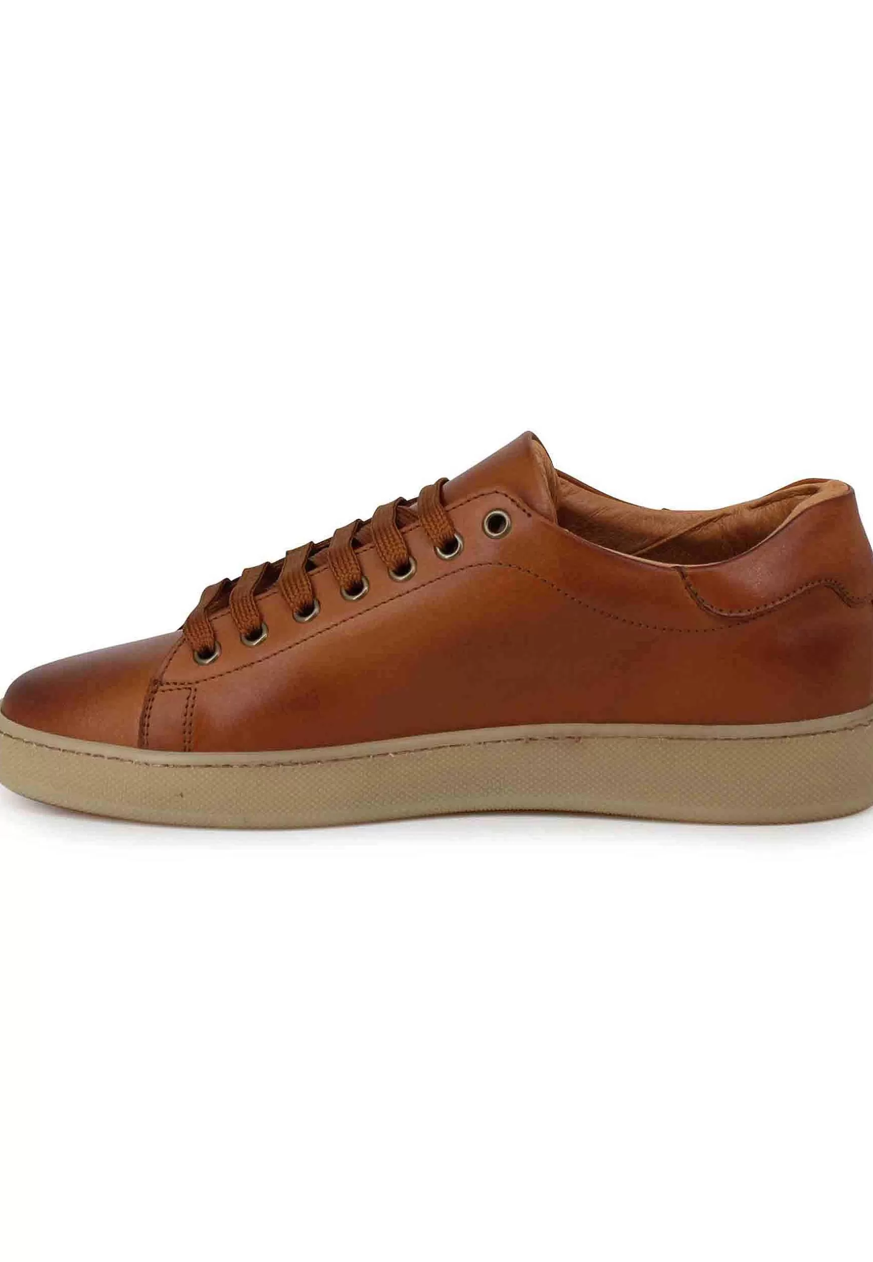 Sneakers Uomo In Pelle Cuoio Con Fondo Gomma** Shop