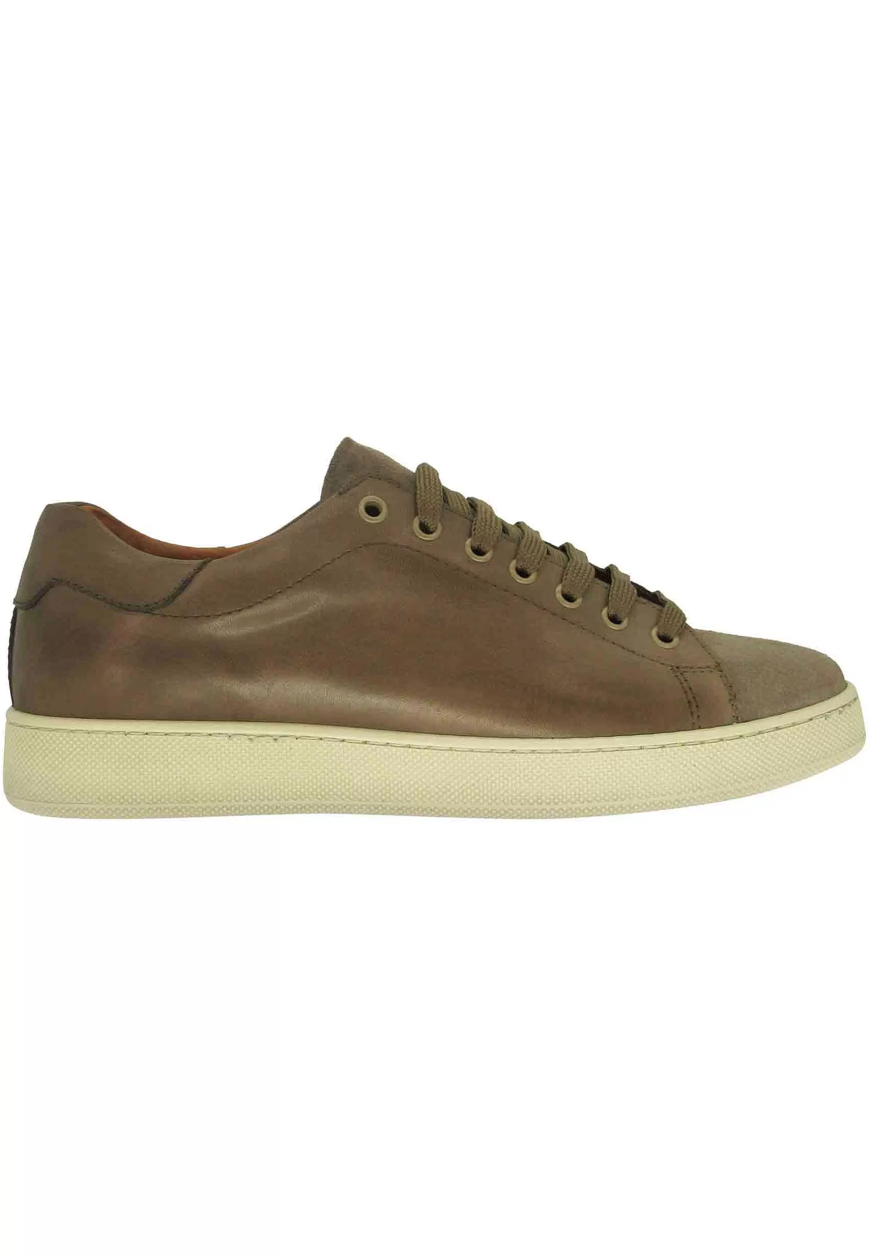 Sneakers Uomo In Pelle E Camoscio Fango Con Fondo In Gomma** Clearance