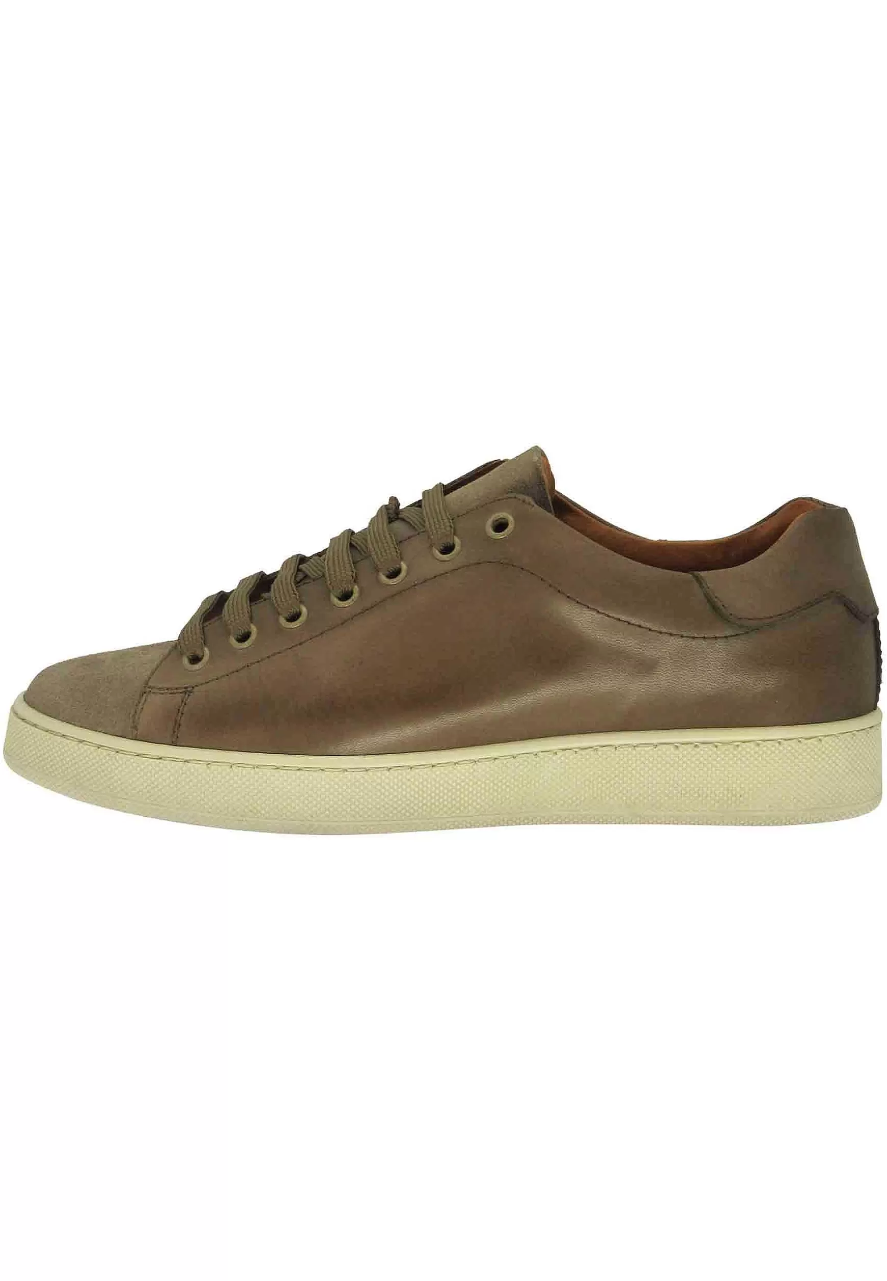 Sneakers Uomo In Pelle E Camoscio Fango Con Fondo In Gomma** Clearance