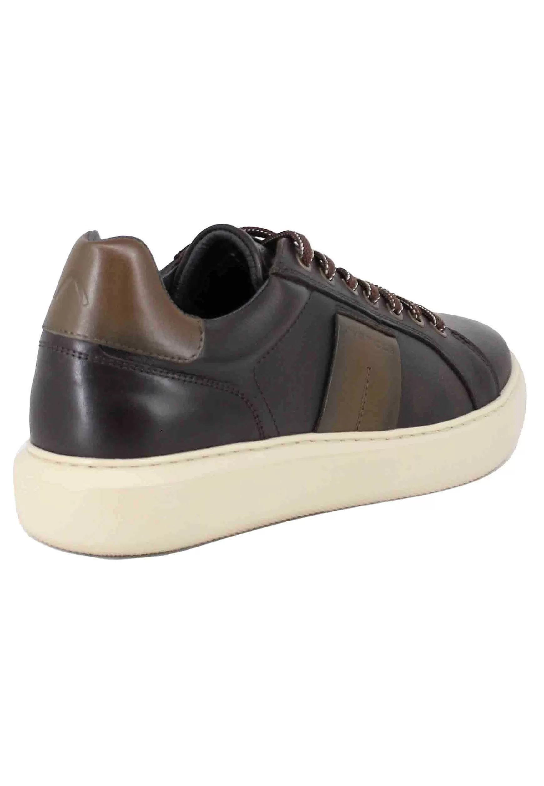 Sneakers Uomo In Pelle Marrone Con Suola Alta*Ambitious Fashion