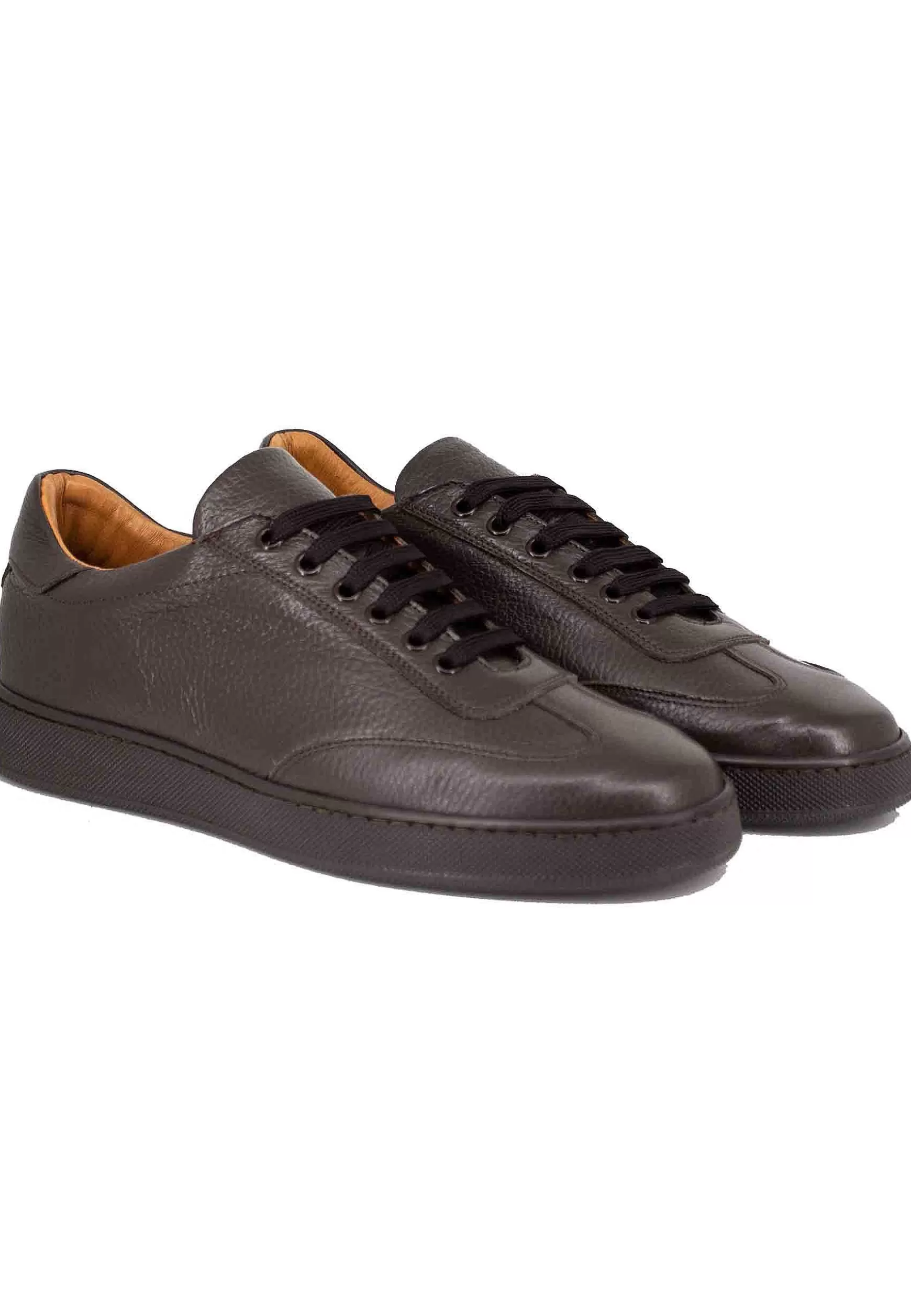 Sneakers Uomo In Pelle Martellata Marrone** Clearance