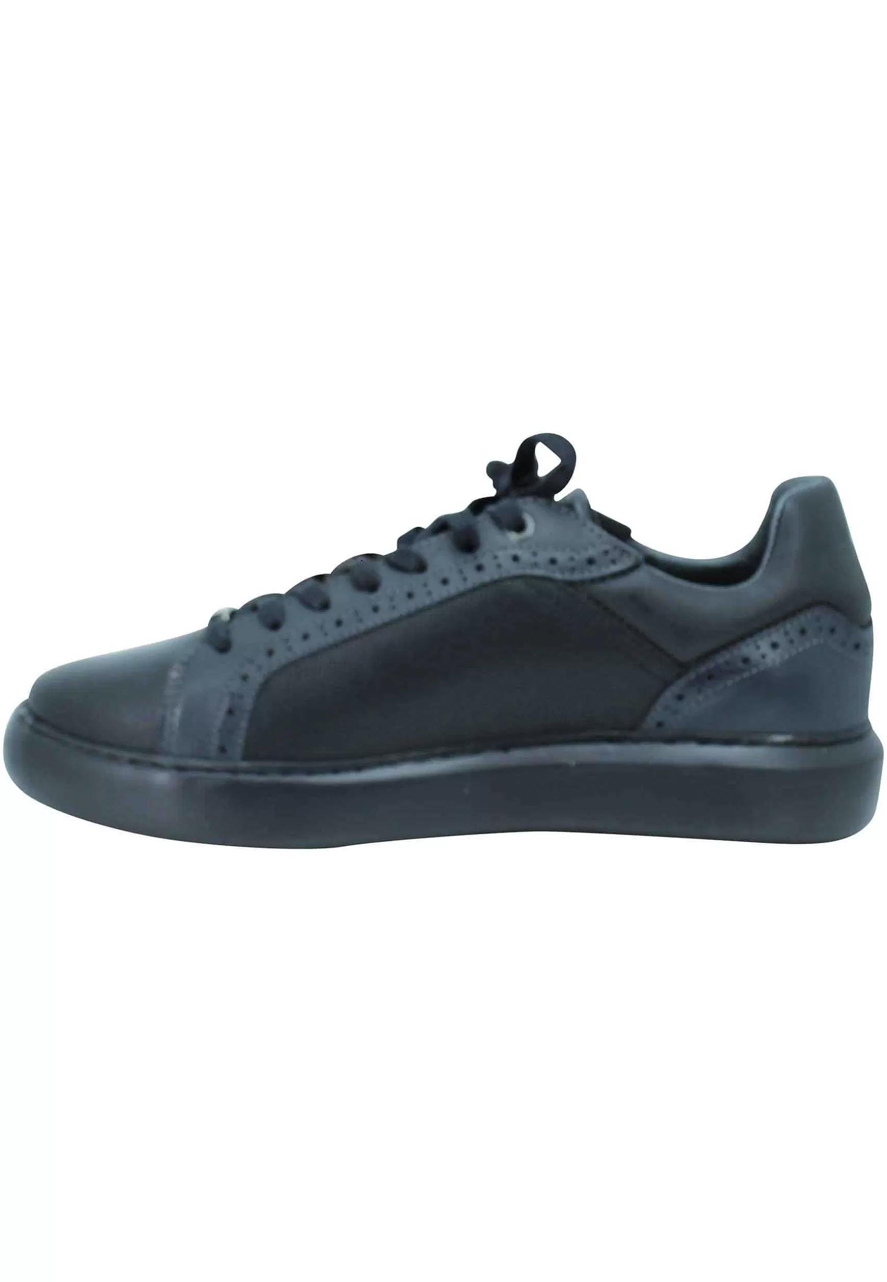 Sneakers Uomo In Pelle Nera Con Fondo Alto In Tinta Ultraleggero*Ambitious Outlet