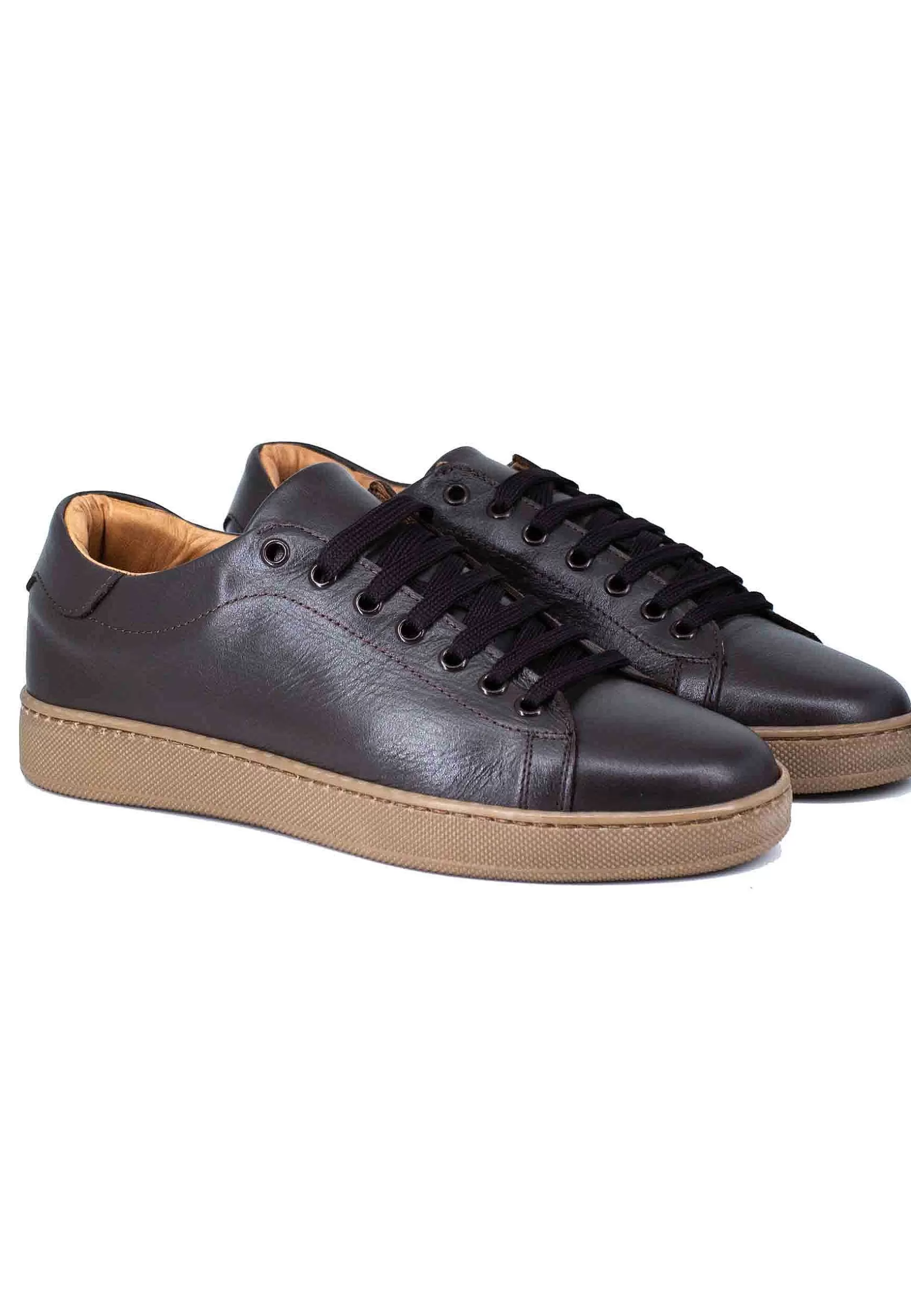 Sneakers Uomo In Pelle Testa Di Moro Con Fondo In Gomma** Flash Sale