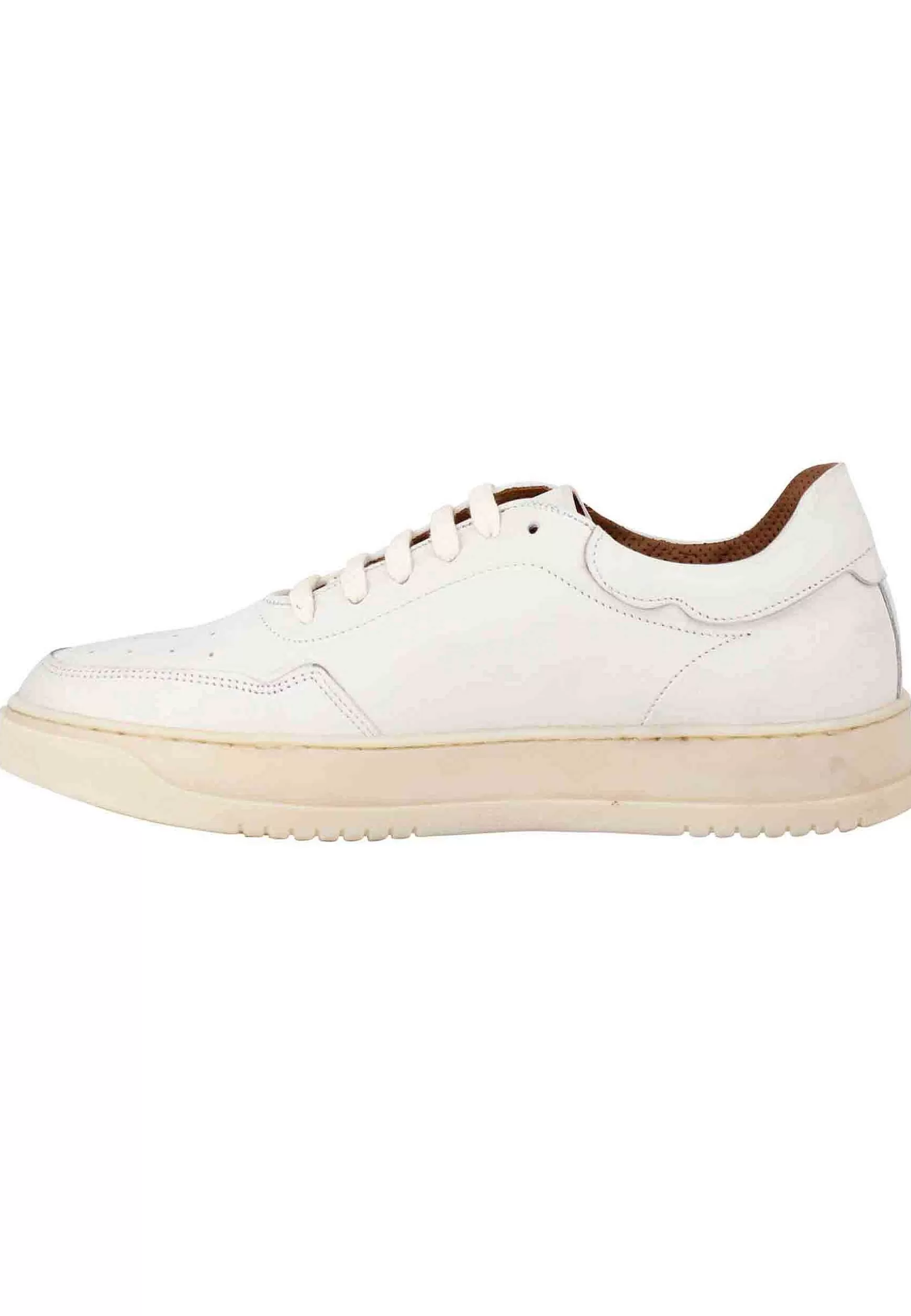 Sneakers Uomo In Pelle Vintage Off White Con Suola In Gomma Cucita** Cheap