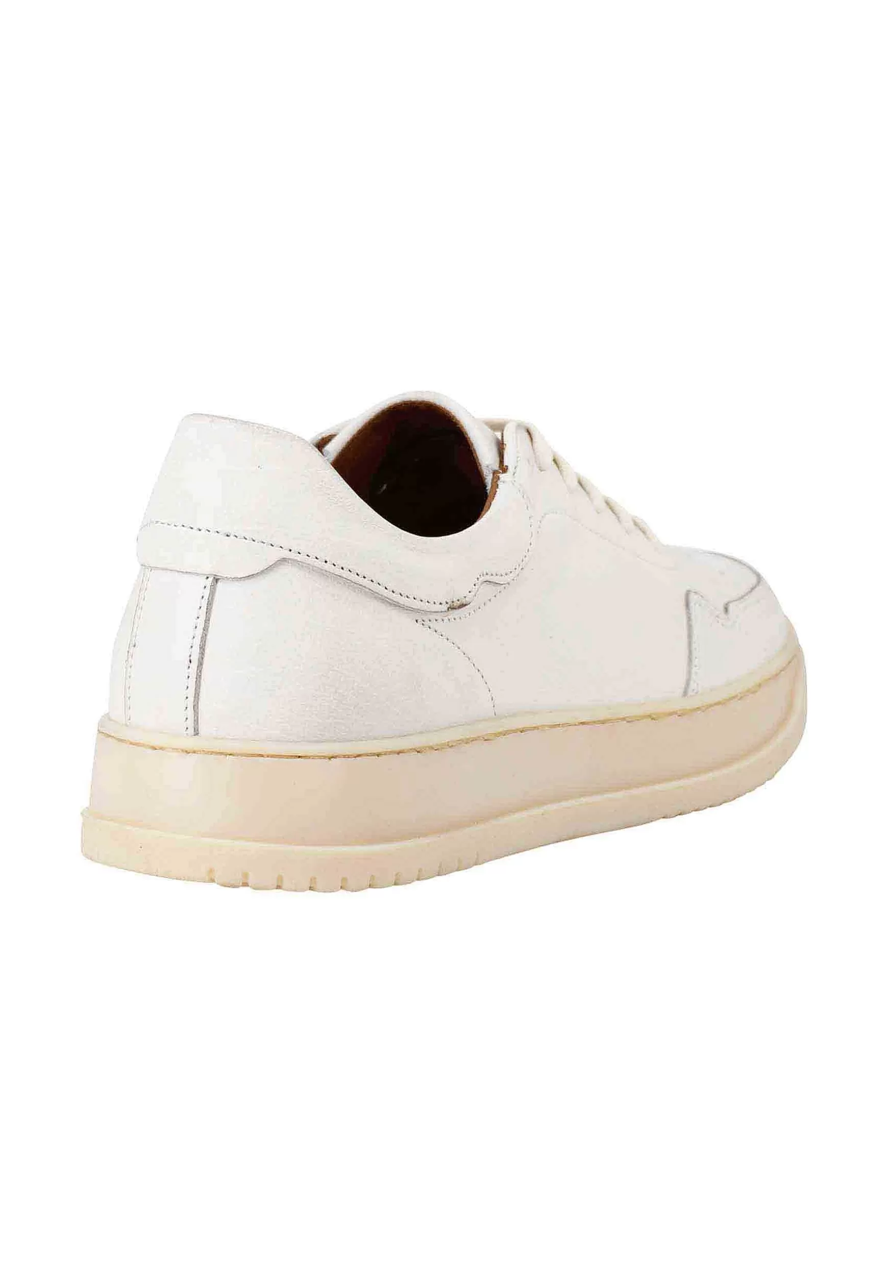 Sneakers Uomo In Pelle Vintage Off White Con Suola In Gomma Cucita** Cheap