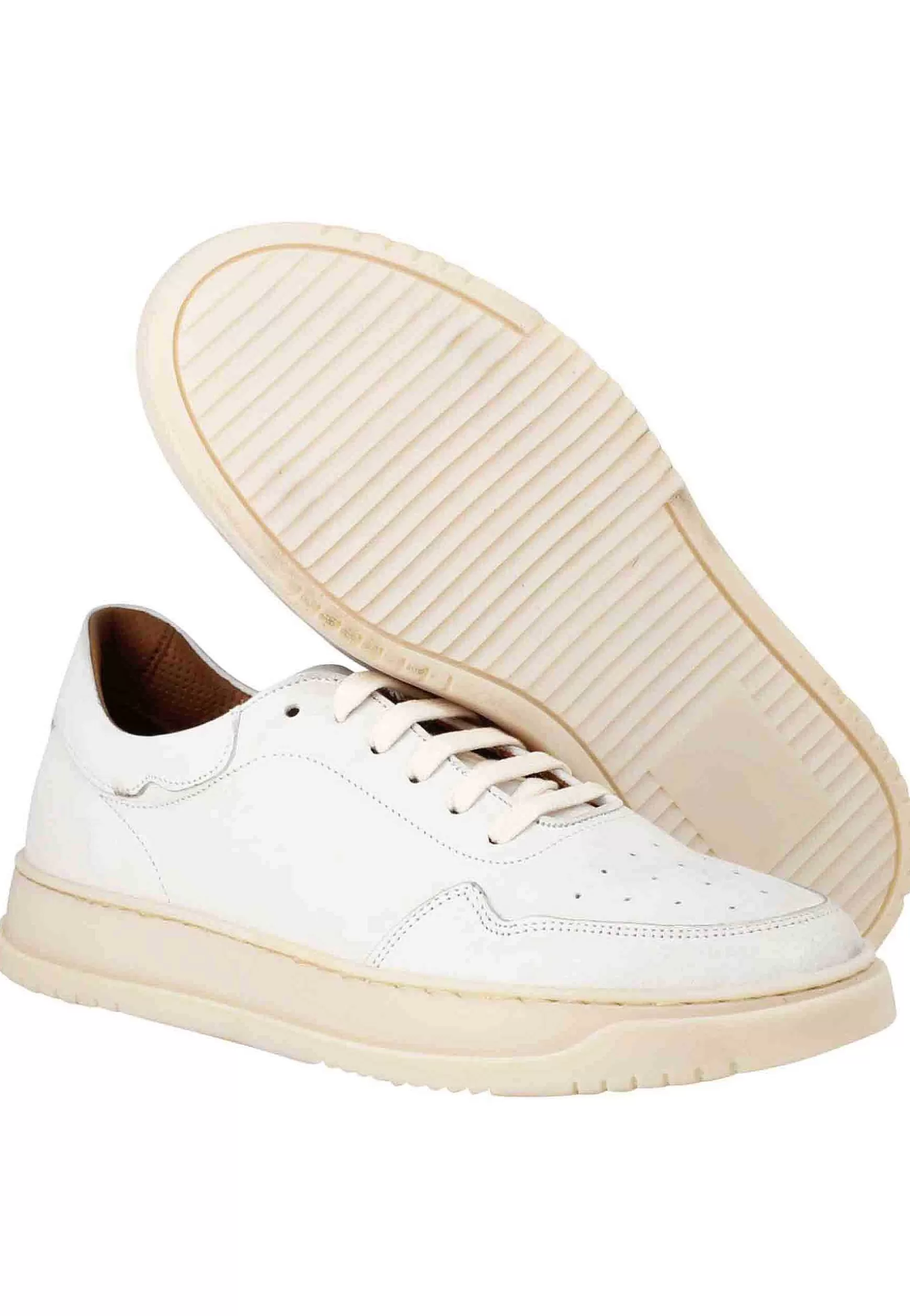 Sneakers Uomo In Pelle Vintage Off White Con Suola In Gomma Cucita** Cheap