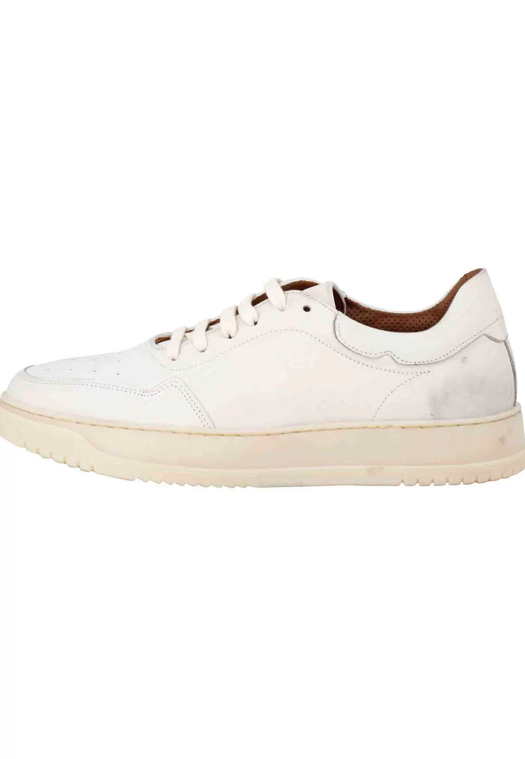 Sneakers Uomo In Pelle Vintage Off White Con Suola In Gomma Cucita** Cheap