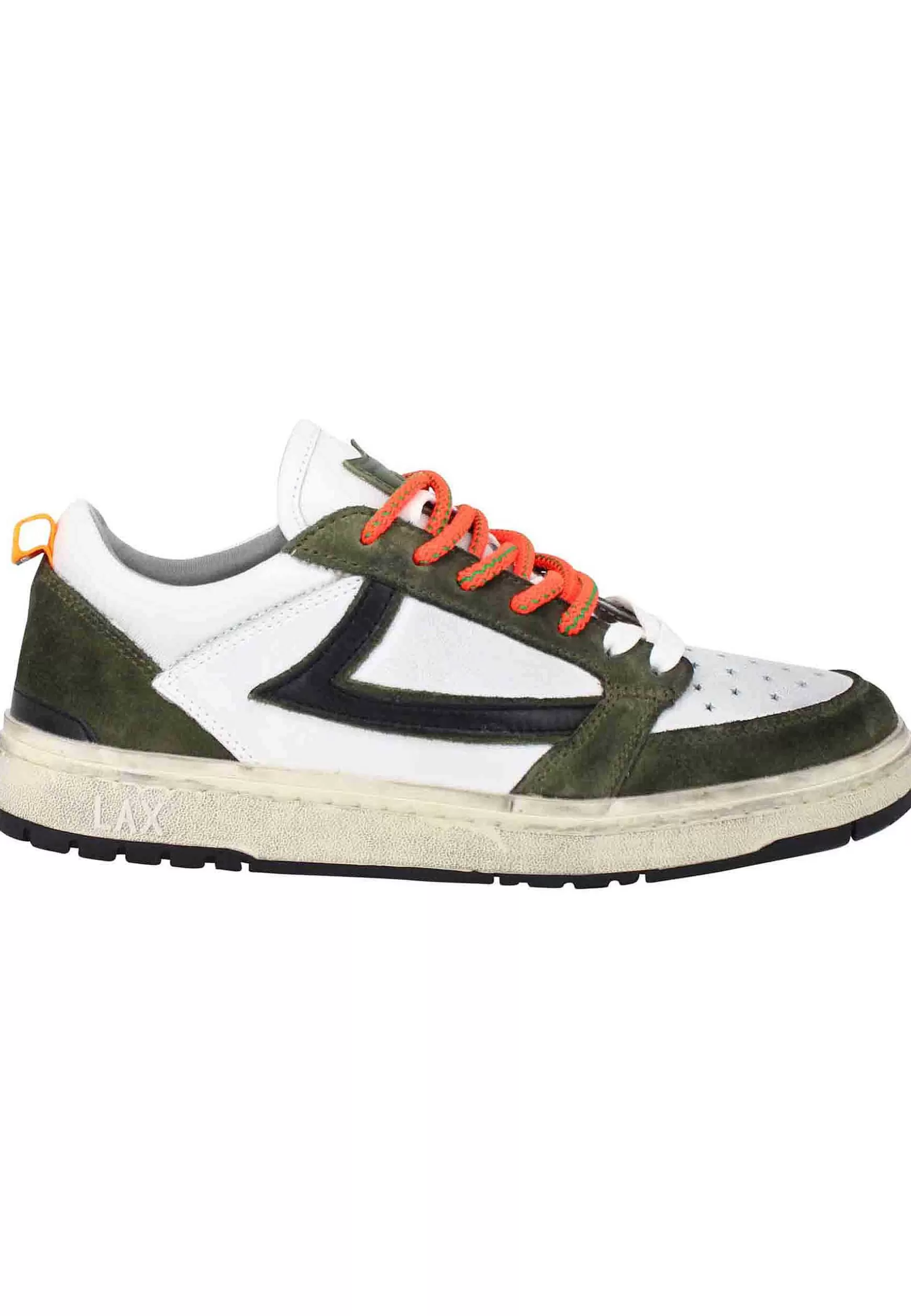 Sneakers Uomo Starlight Classic In Pelle Bianca Con Riporti In Pelle Verde*HTC Los Angeles Fashion