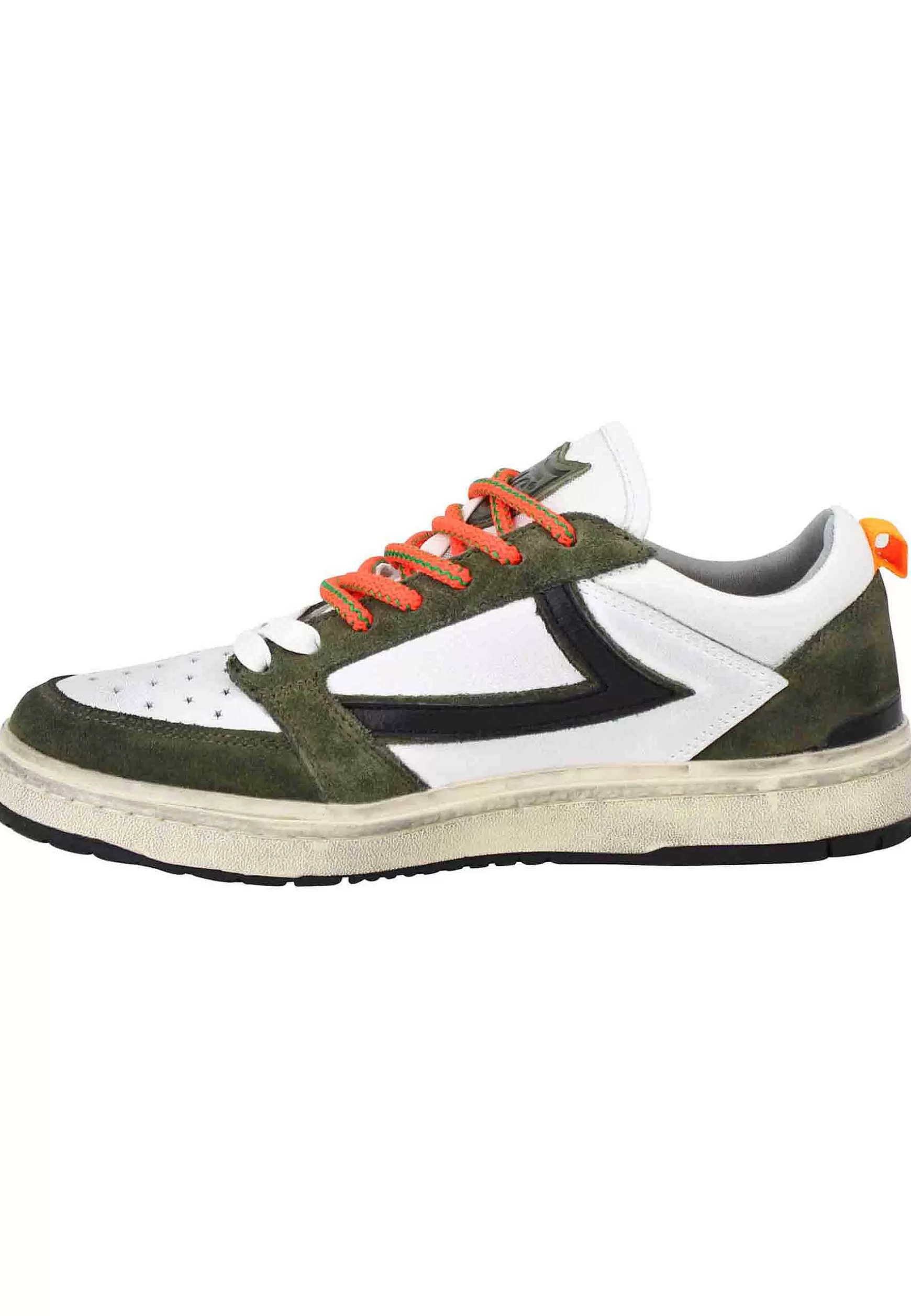 Sneakers Uomo Starlight Classic In Pelle Bianca Con Riporti In Pelle Verde*HTC Los Angeles Fashion