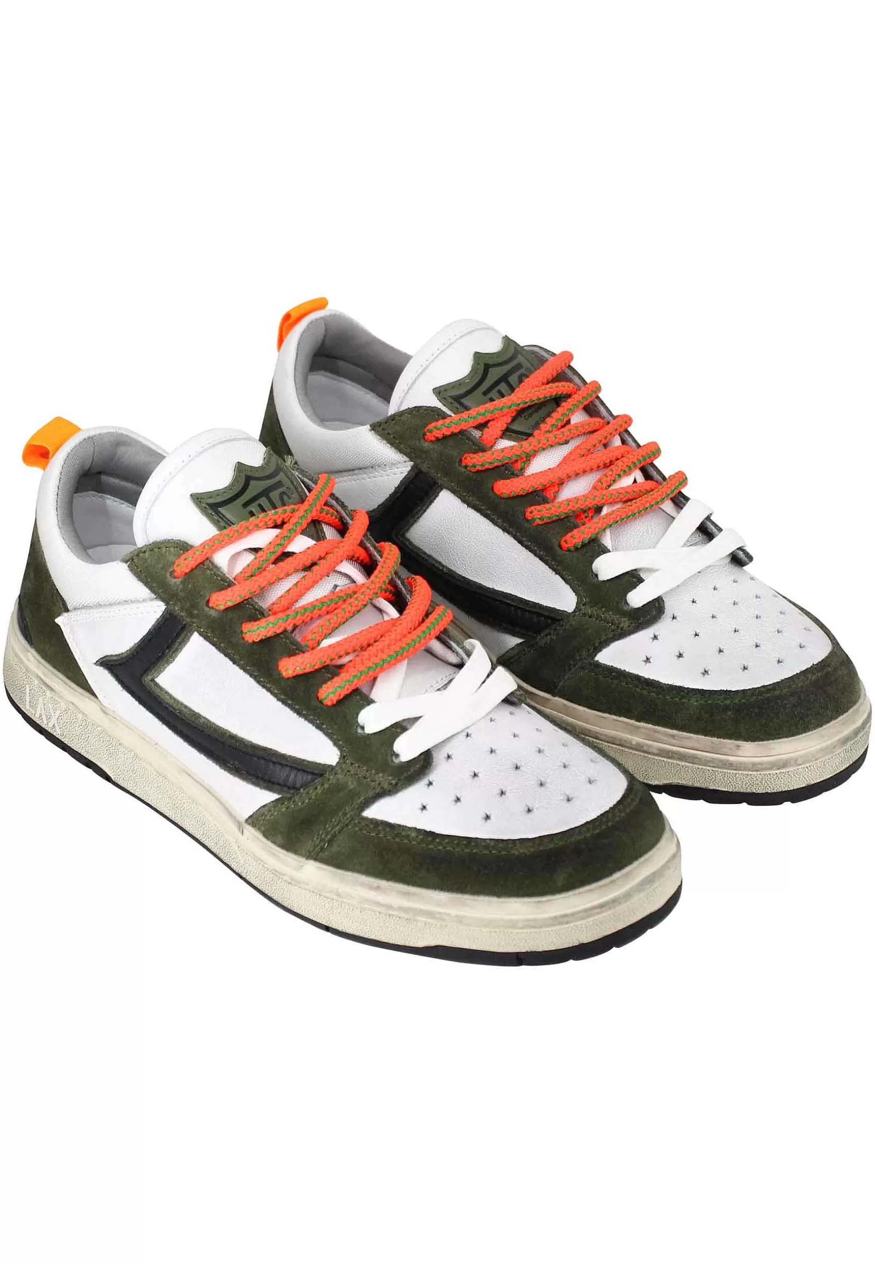 Sneakers Uomo Starlight Classic In Pelle Bianca Con Riporti In Pelle Verde*HTC Los Angeles Fashion