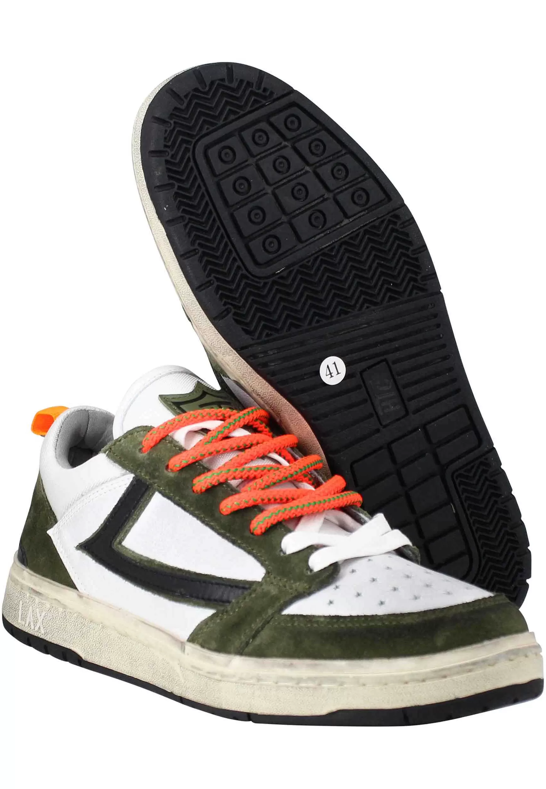 Sneakers Uomo Starlight Classic In Pelle Bianca Con Riporti In Pelle Verde*HTC Los Angeles Fashion