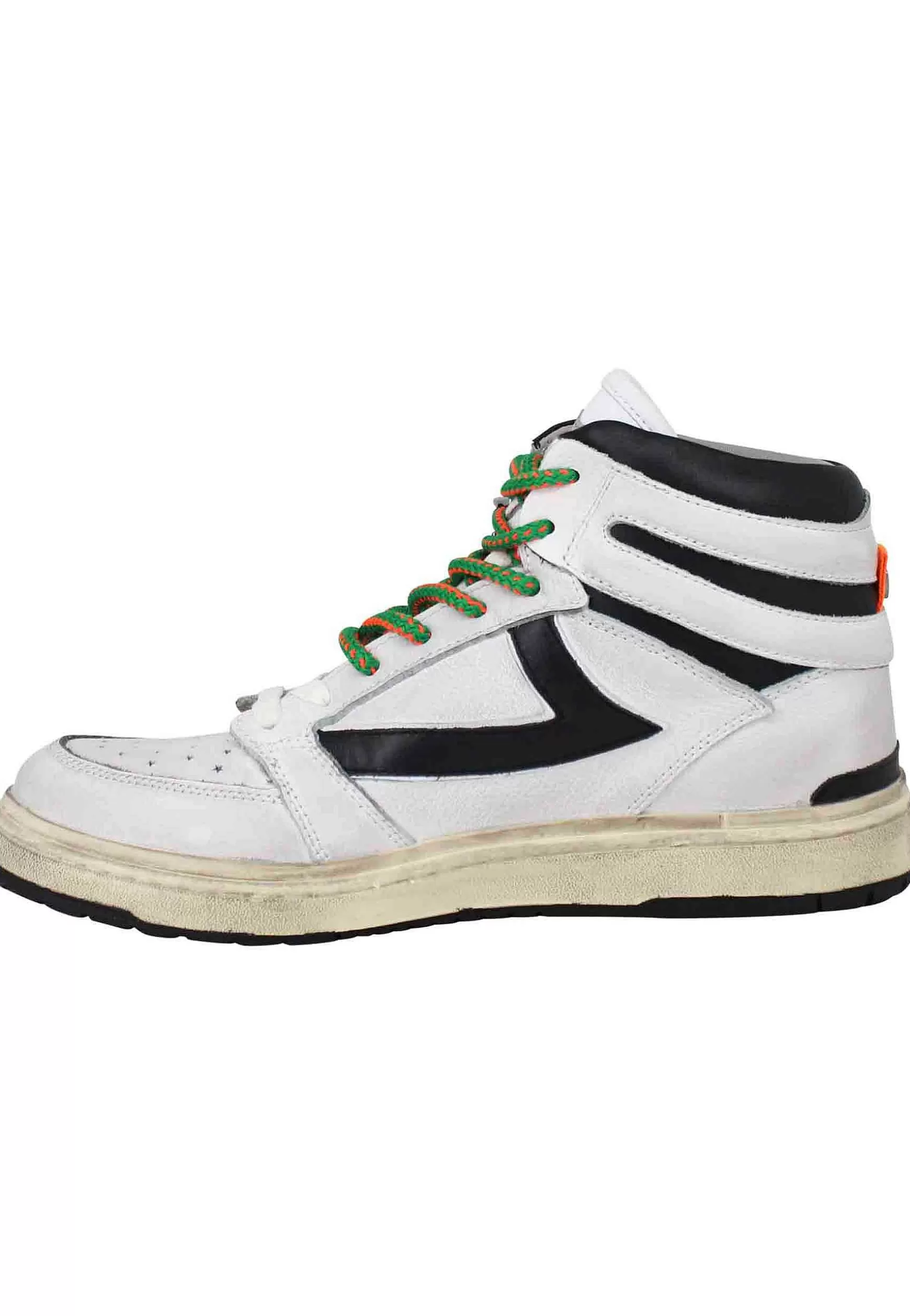 Sneakers Uomo Starlight Vintage High In Pelle Bianca Con Riporti In Pelle Nera*HTC Los Angeles Best Sale
