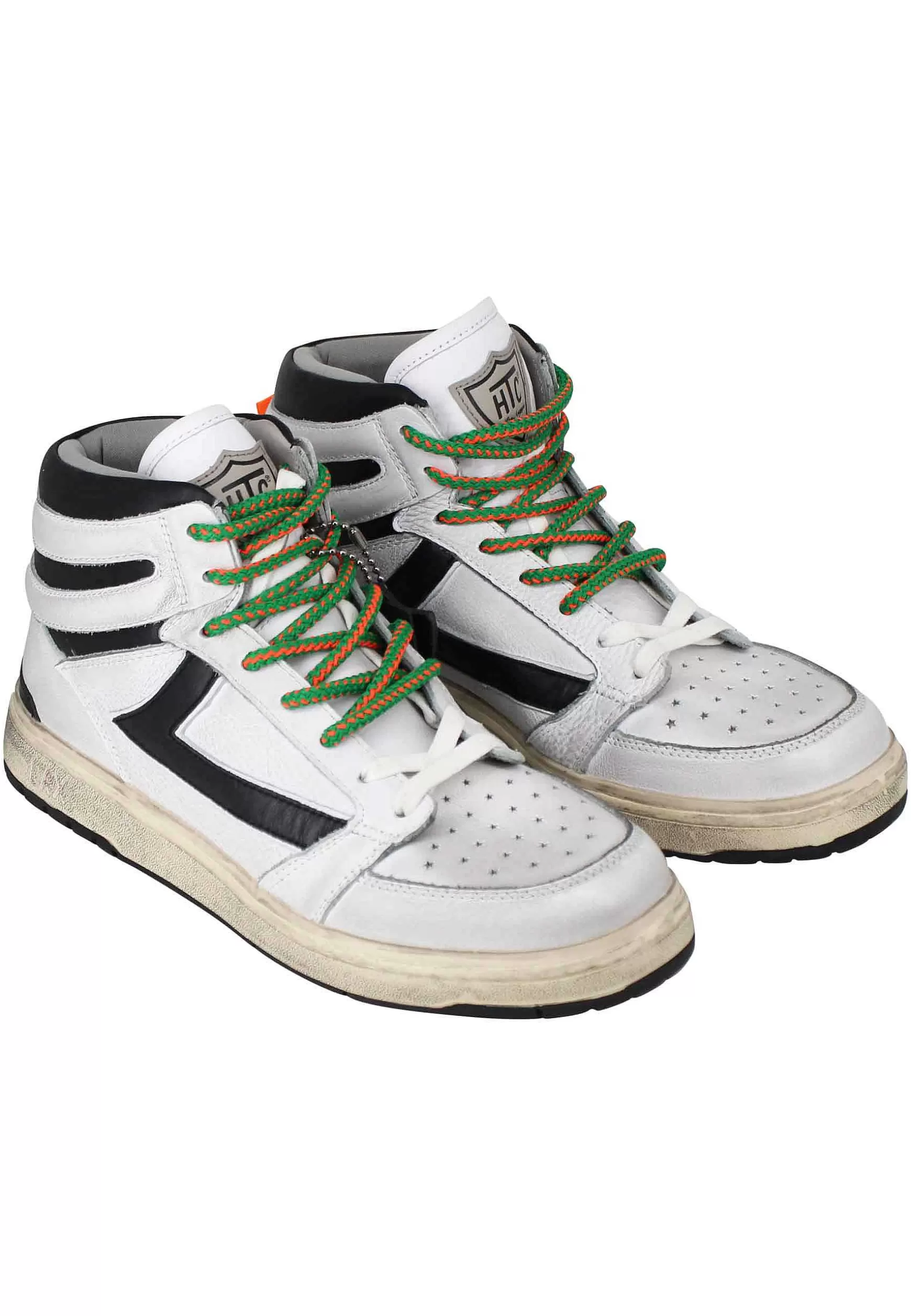 Sneakers Uomo Starlight Vintage High In Pelle Bianca Con Riporti In Pelle Nera*HTC Los Angeles Best Sale
