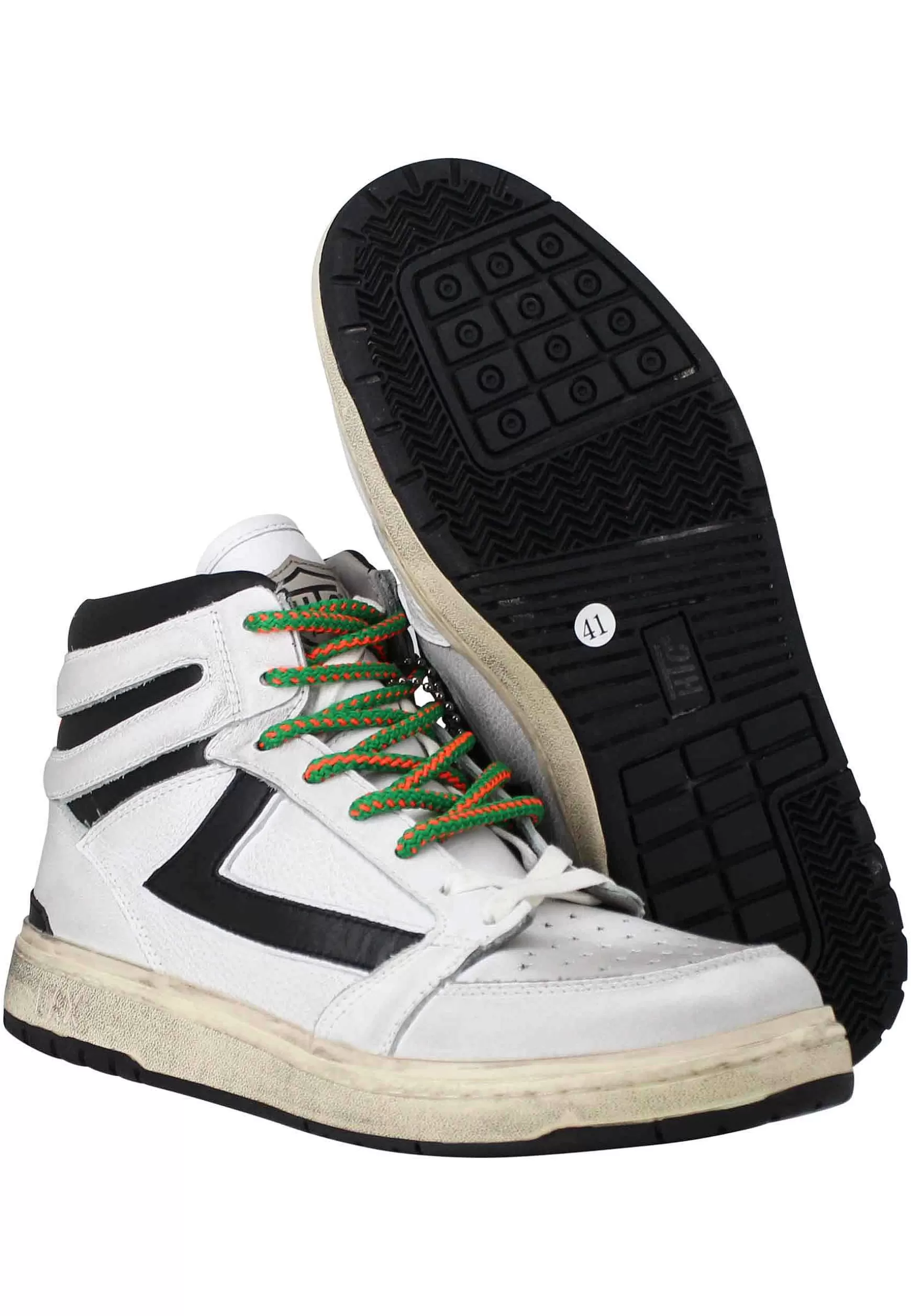 Sneakers Uomo Starlight Vintage High In Pelle Bianca Con Riporti In Pelle Nera*HTC Los Angeles Best Sale