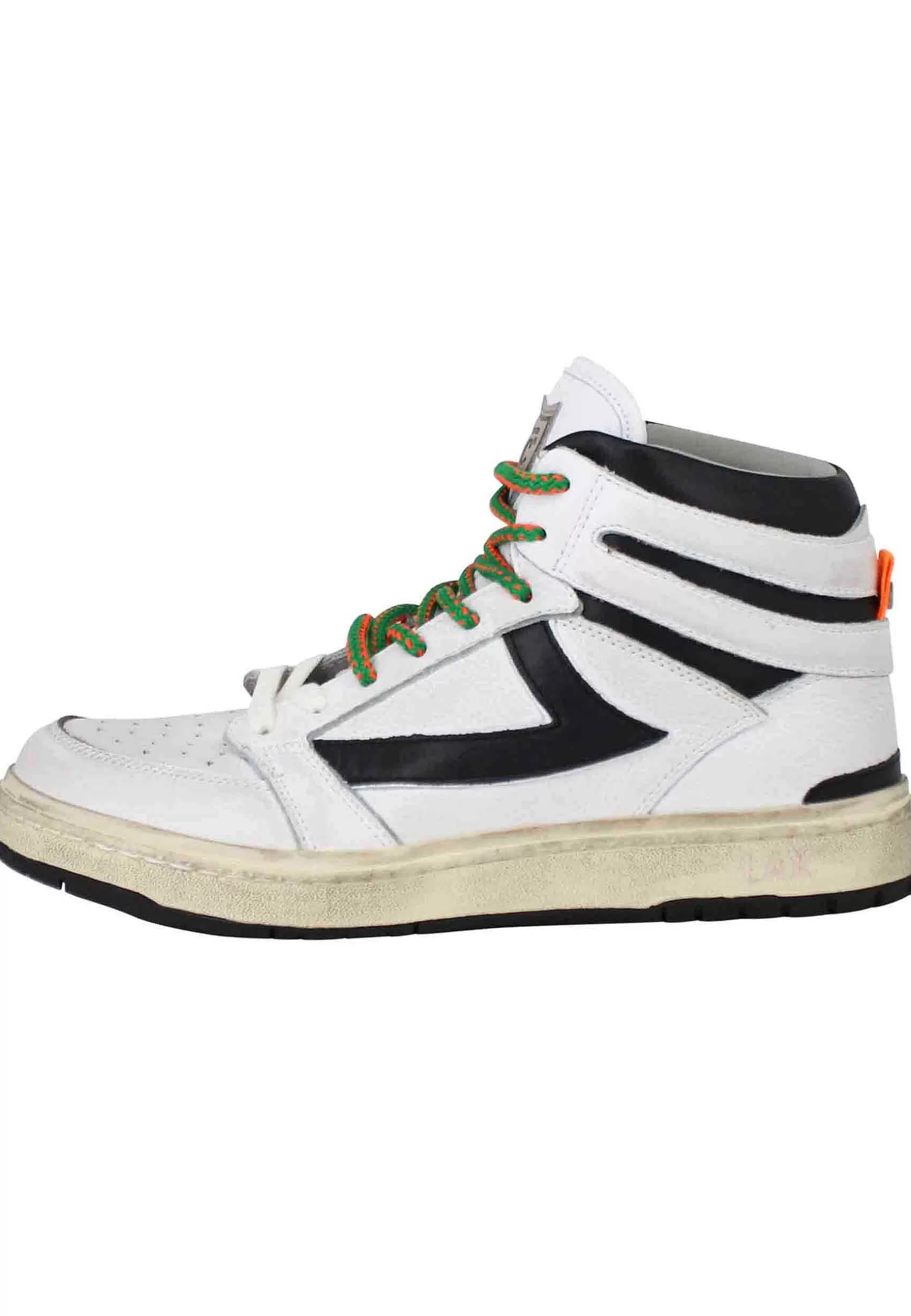 Sneakers Uomo Starlight Vintage High In Pelle Bianca Con Riporti In Pelle Nera*HTC Los Angeles Best Sale