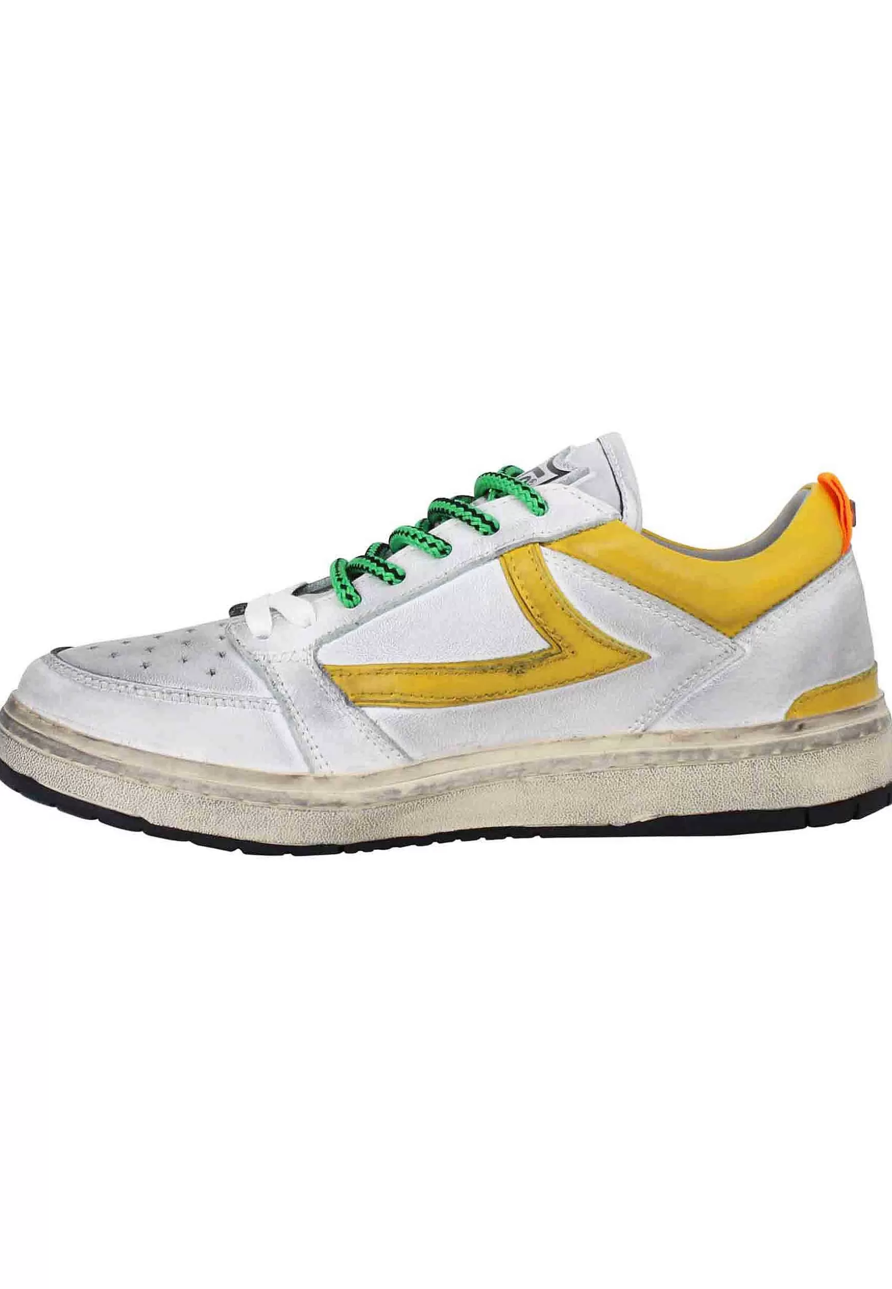 Sneakers Uomo Starlight Vintage In Pelle Bianca Con Riporti In Pelle Giallo*HTC Los Angeles Online