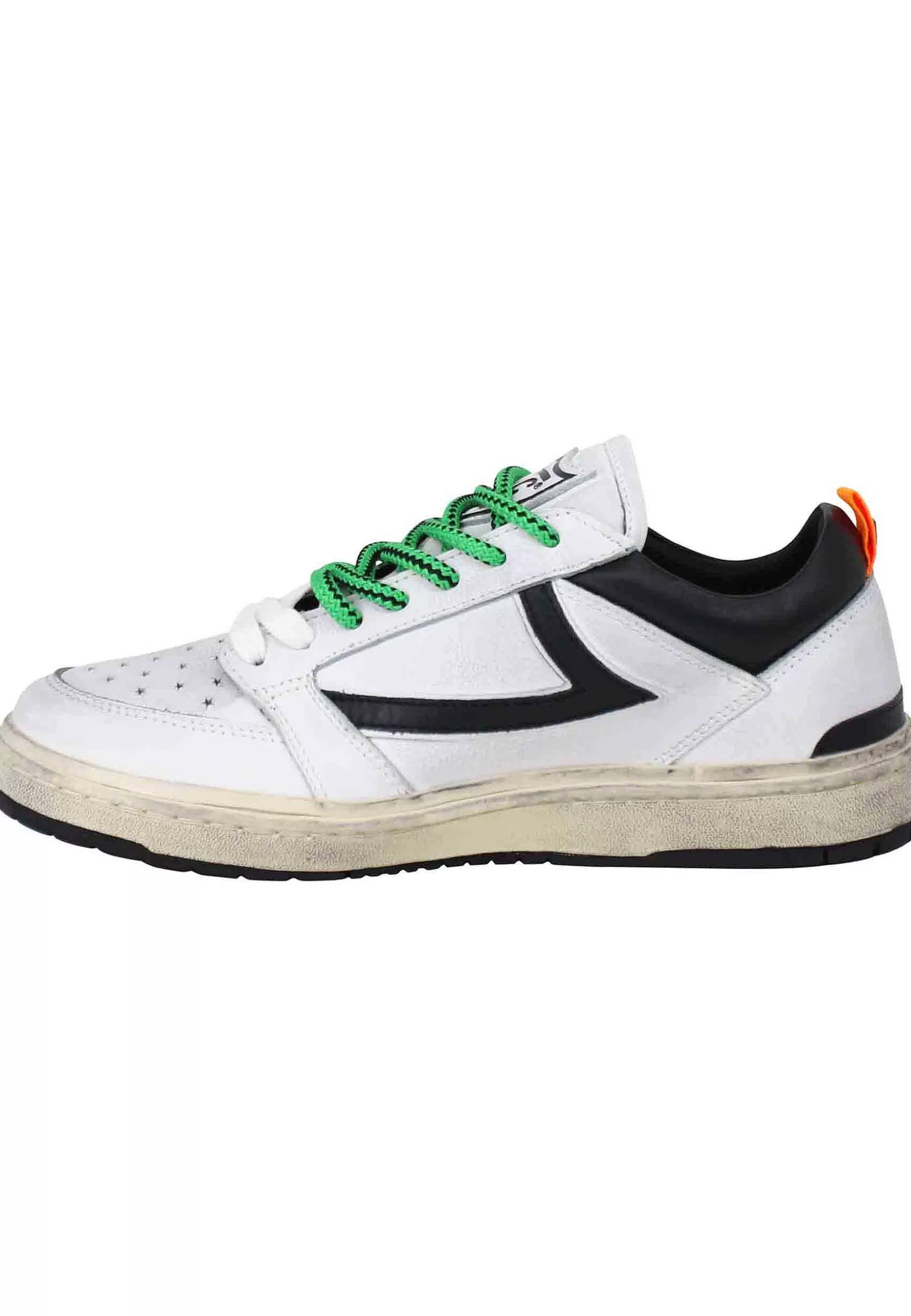 Sneakers Uomo Starlight Vintage In Pelle Bianca Con Riporti In Pelle Nera*HTC Los Angeles Discount
