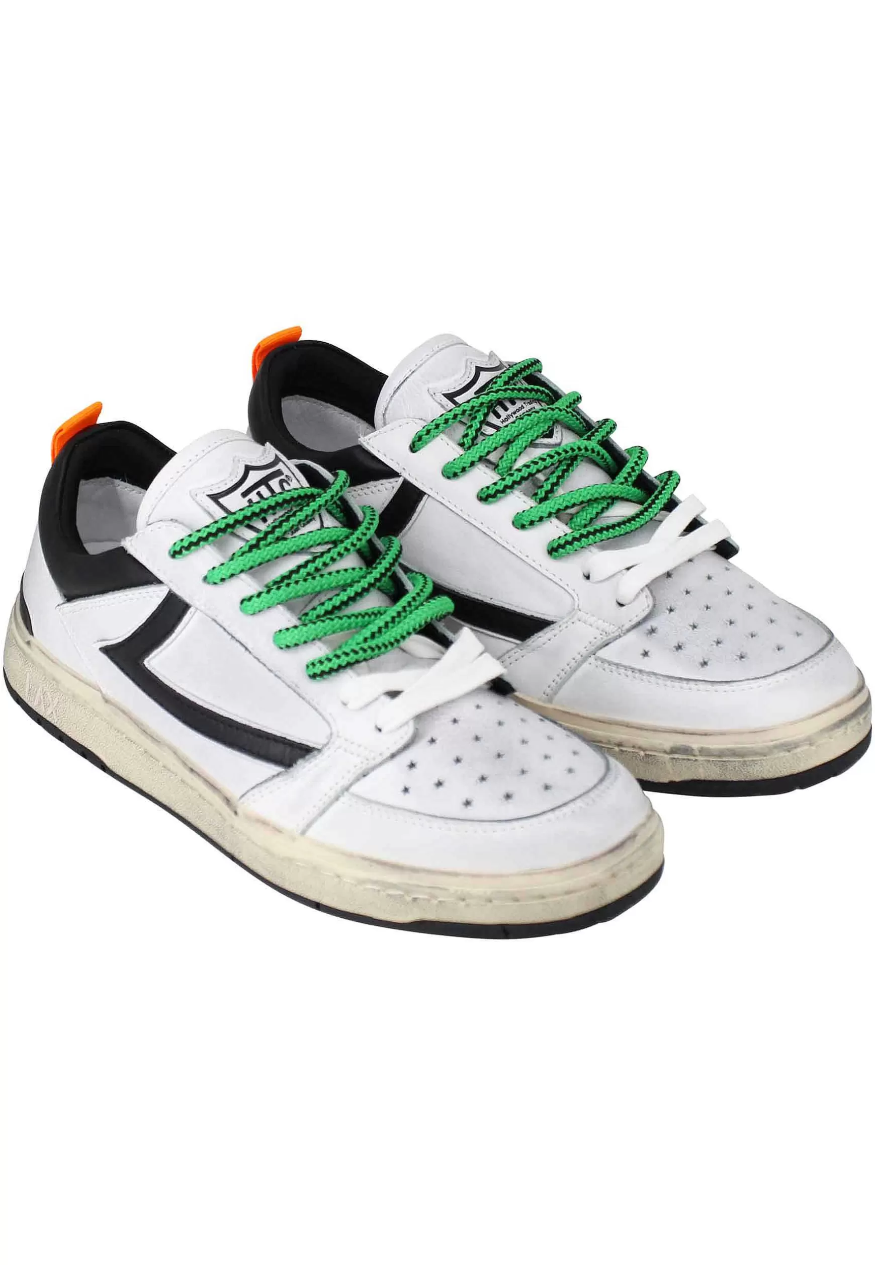Sneakers Uomo Starlight Vintage In Pelle Bianca Con Riporti In Pelle Nera*HTC Los Angeles Discount