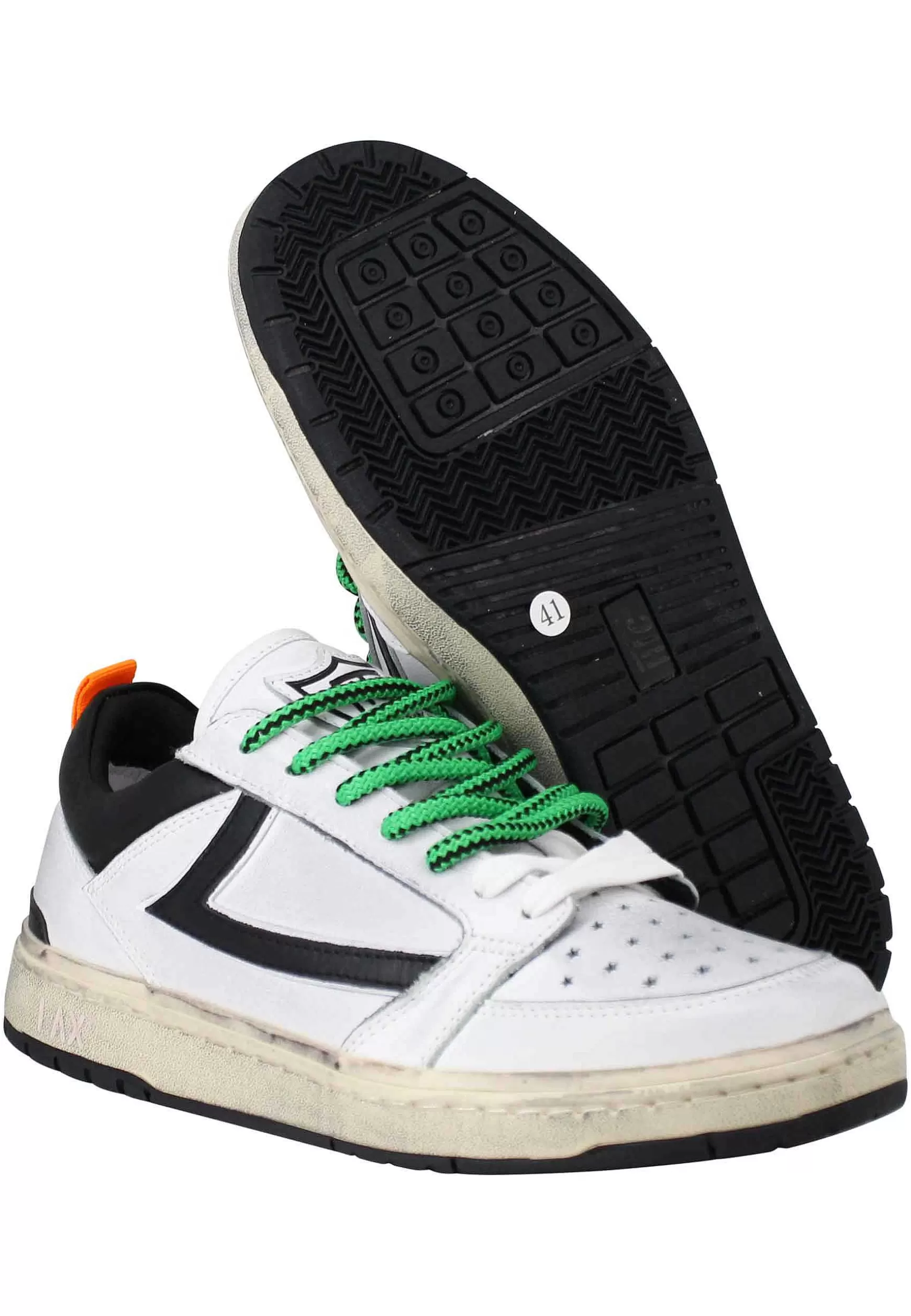 Sneakers Uomo Starlight Vintage In Pelle Bianca Con Riporti In Pelle Nera*HTC Los Angeles Discount