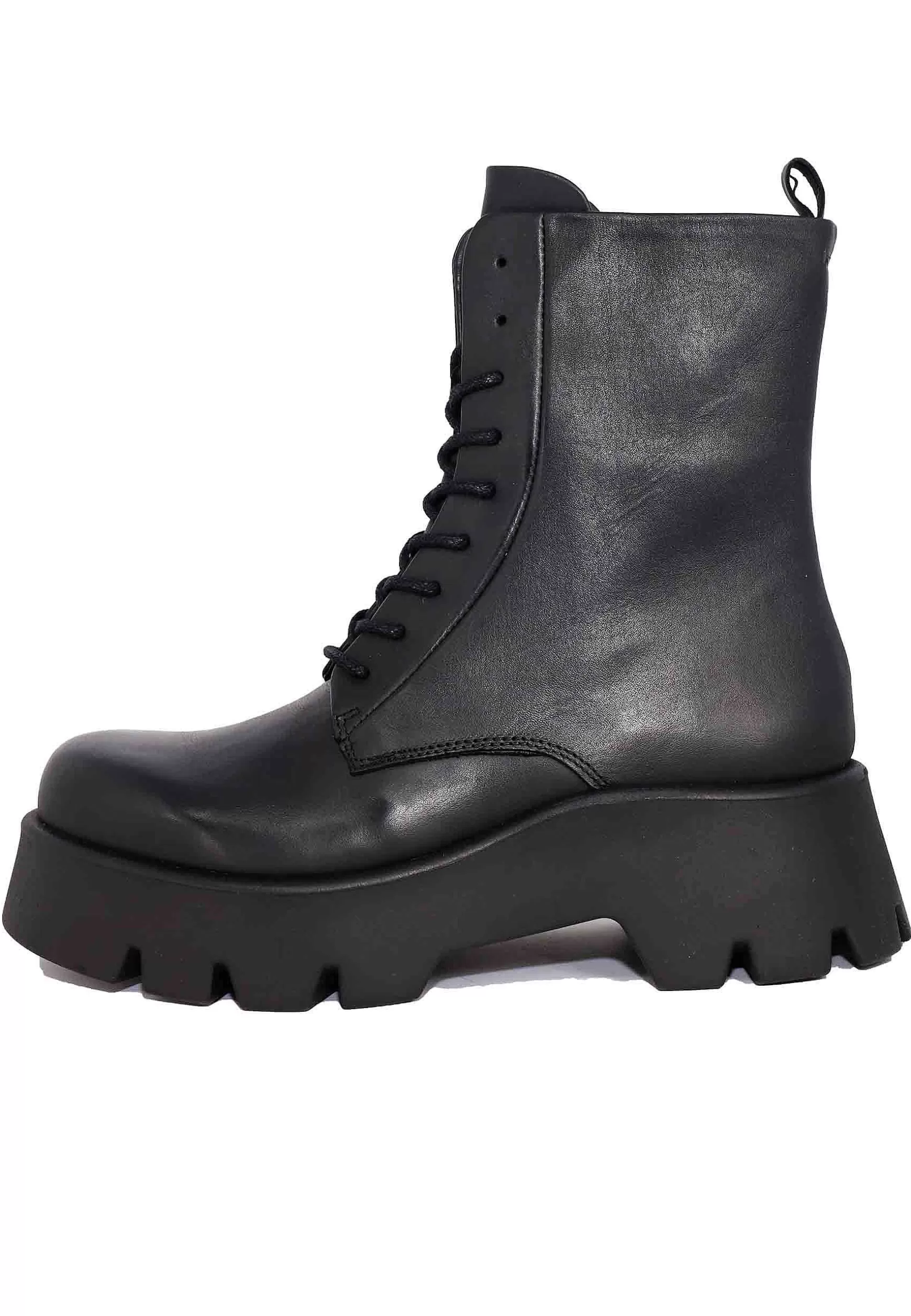 Stivaletti Anfibi Stringati Donna In Pelle Nera Con Suola Alta In Gomma*Bruno Premi Best
