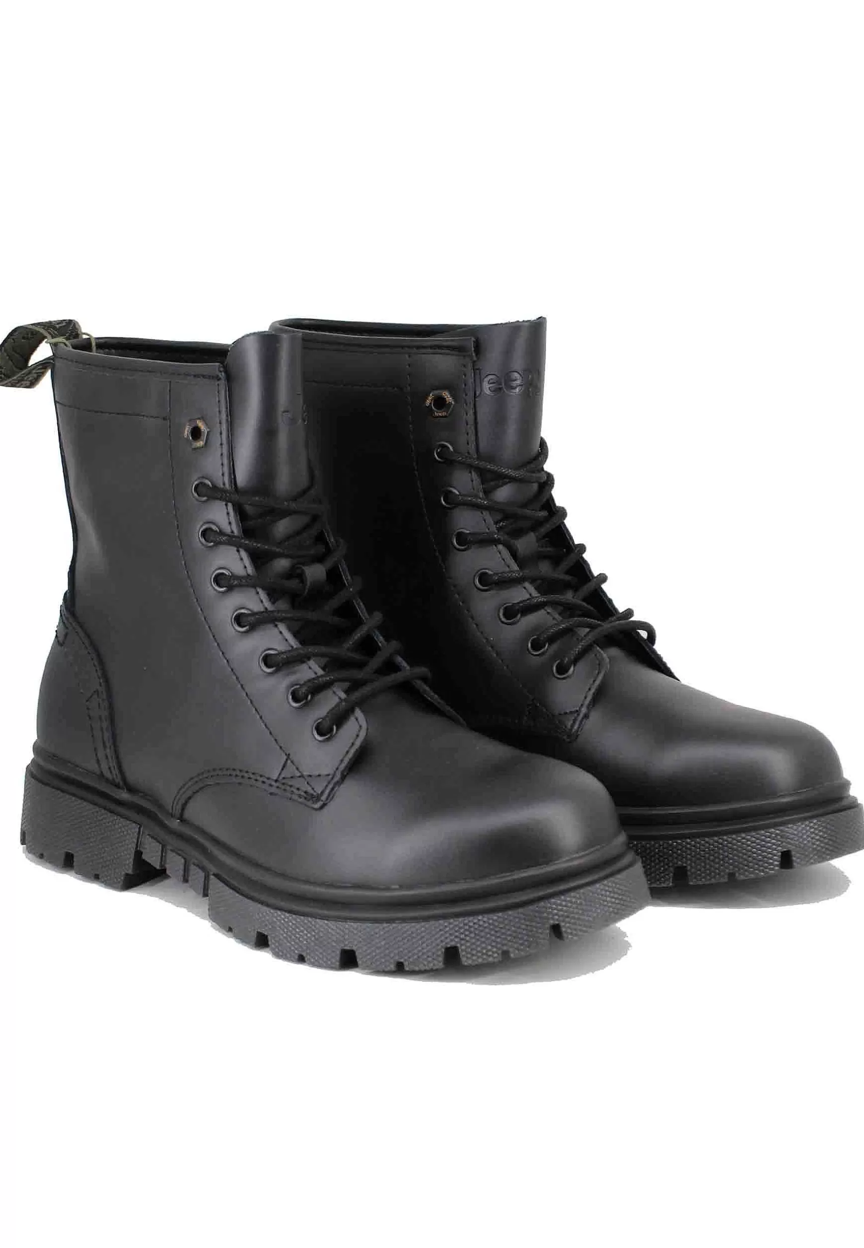 Stivaletti Anfibi Uomo In Pelle Vintage Nera Renegade*Jeep Discount