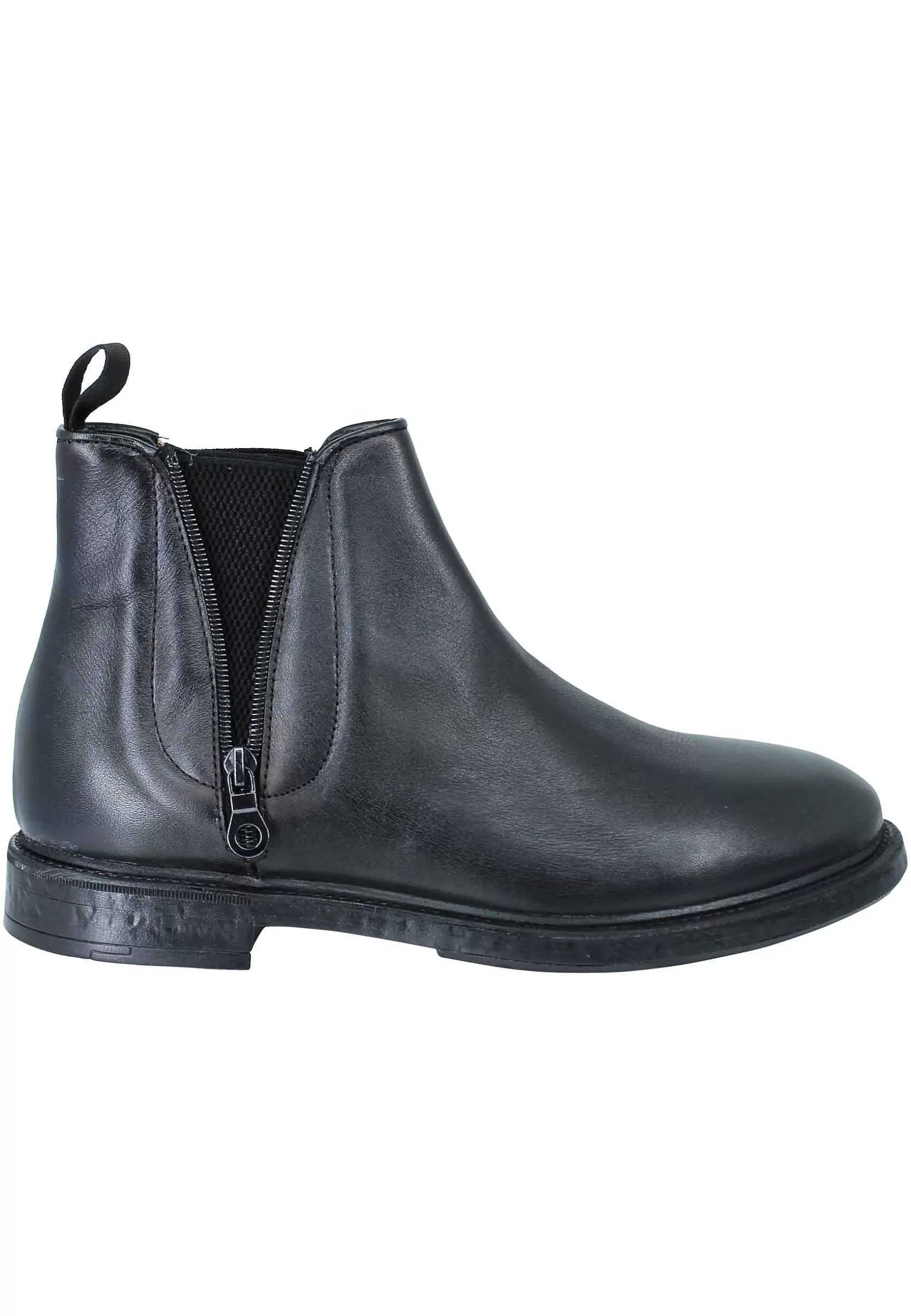 Stivaletti Bealtles In Pelle Nera Con Accessorio Fondo In Gomma Punta Tonda** Sale