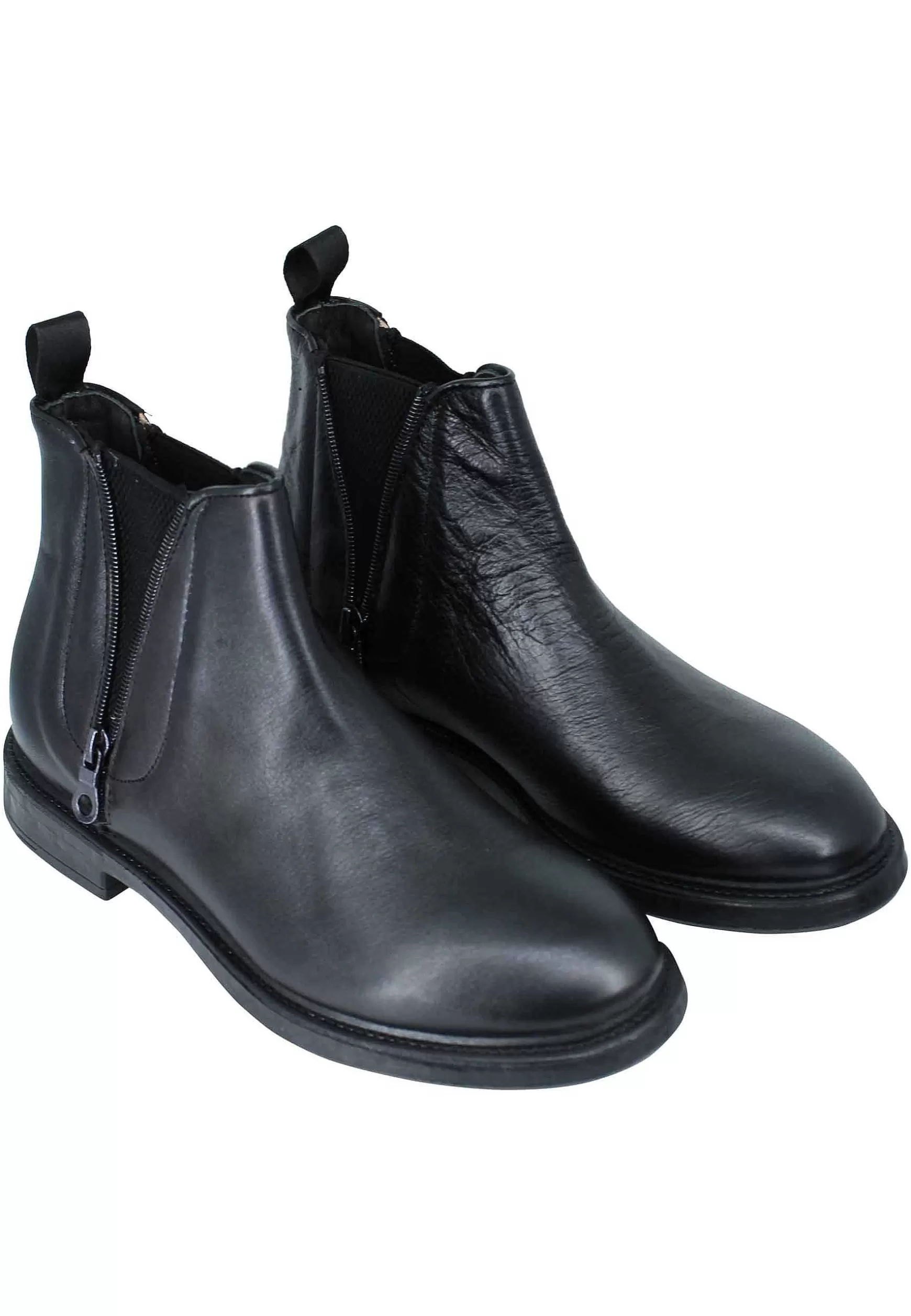 Stivaletti Bealtles In Pelle Nera Con Accessorio Fondo In Gomma Punta Tonda** Sale