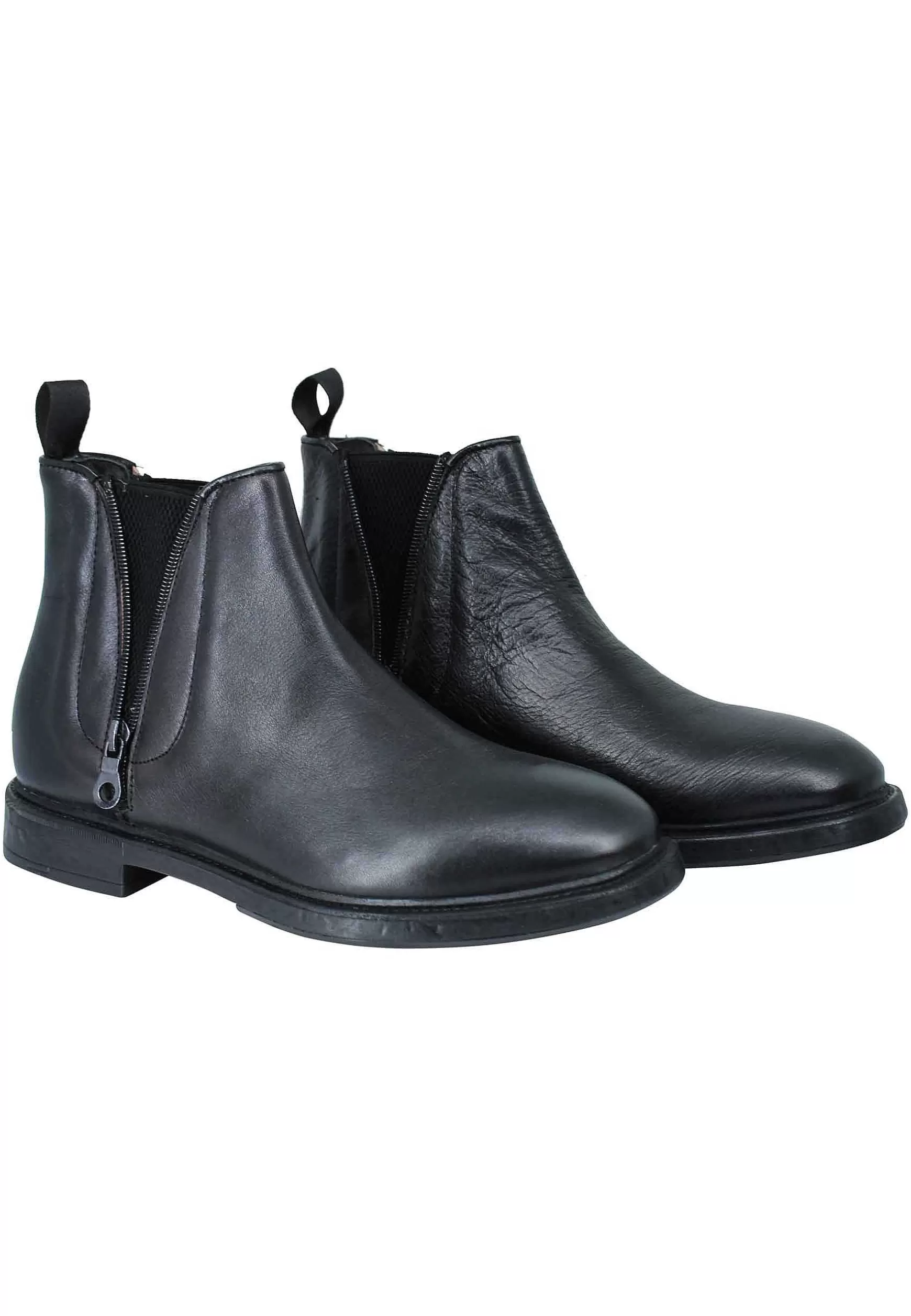 Stivaletti Bealtles In Pelle Nera Con Accessorio Fondo In Gomma Punta Tonda** Sale