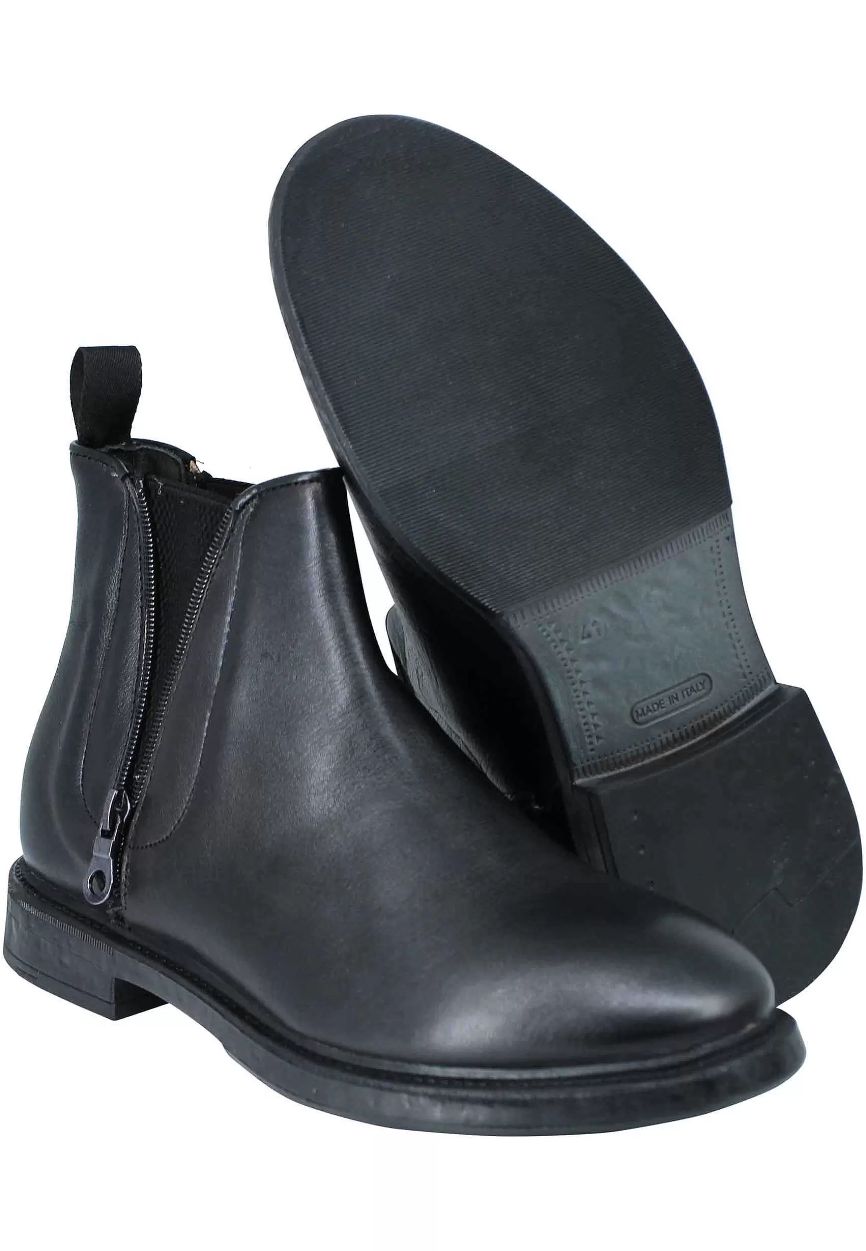 Stivaletti Bealtles In Pelle Nera Con Accessorio Fondo In Gomma Punta Tonda** Sale